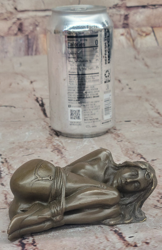 Hot Cast Bronze Bondage Girl Nude Erotic Figurine Sculpture by Milo