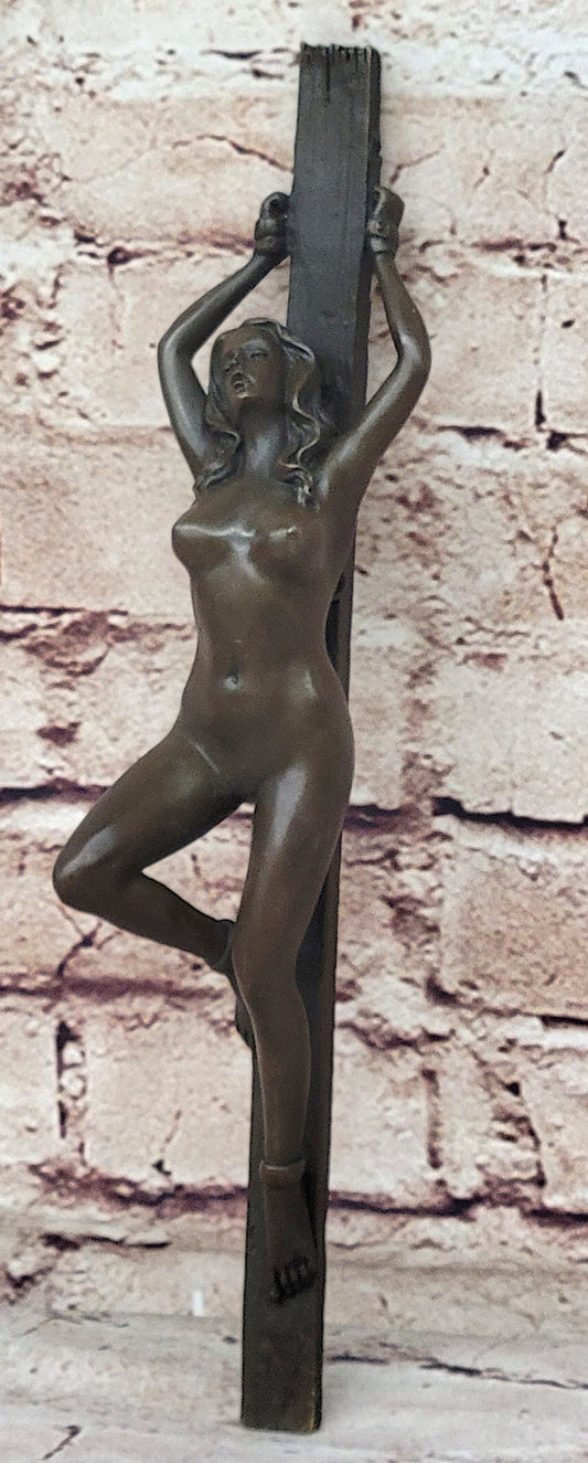 Bound Nude Female Bronze Wall Sculpture – Erotic Art Decor by Patoue