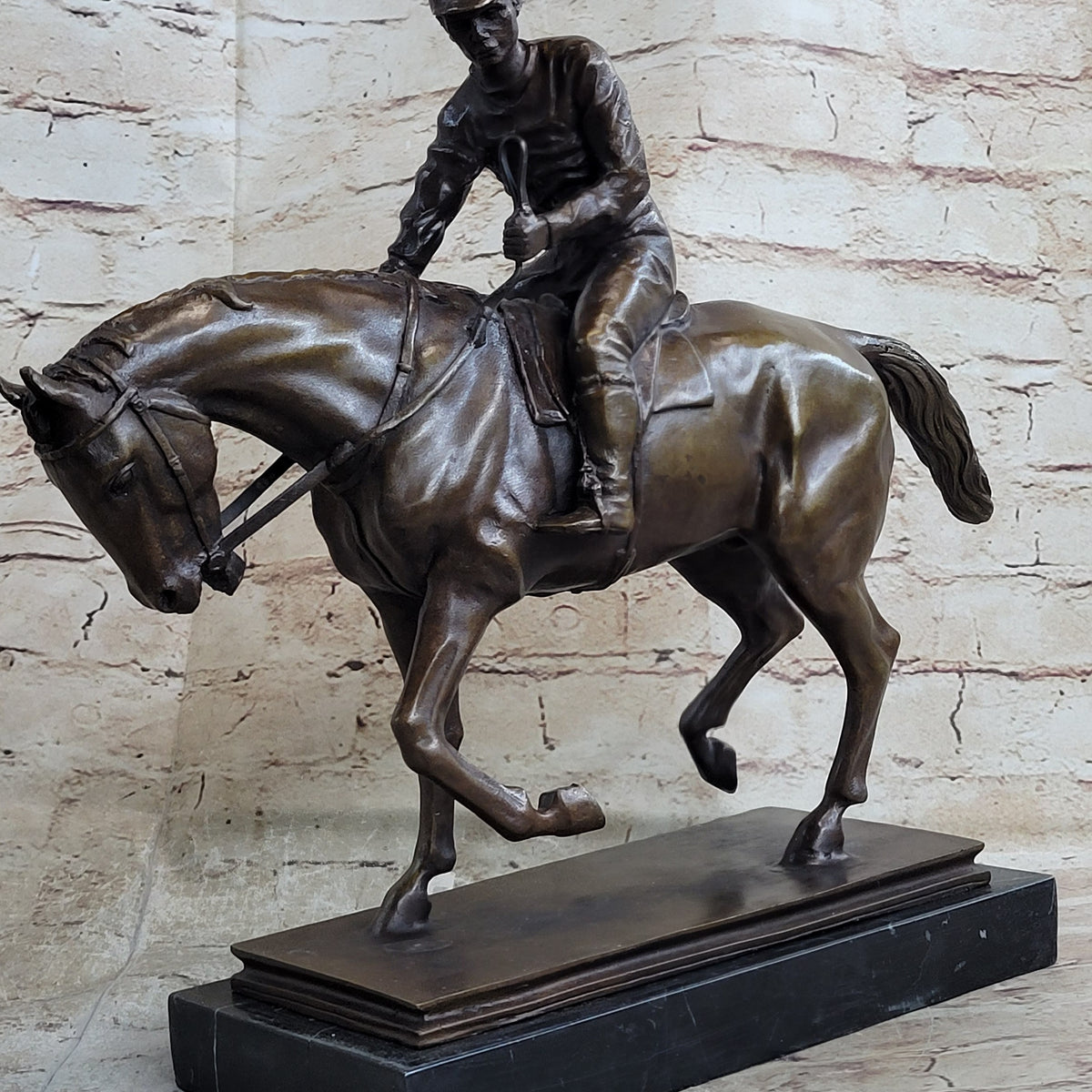 Jockey Riding Horse Life Size Statue in Bronze - Jansen Furniture
