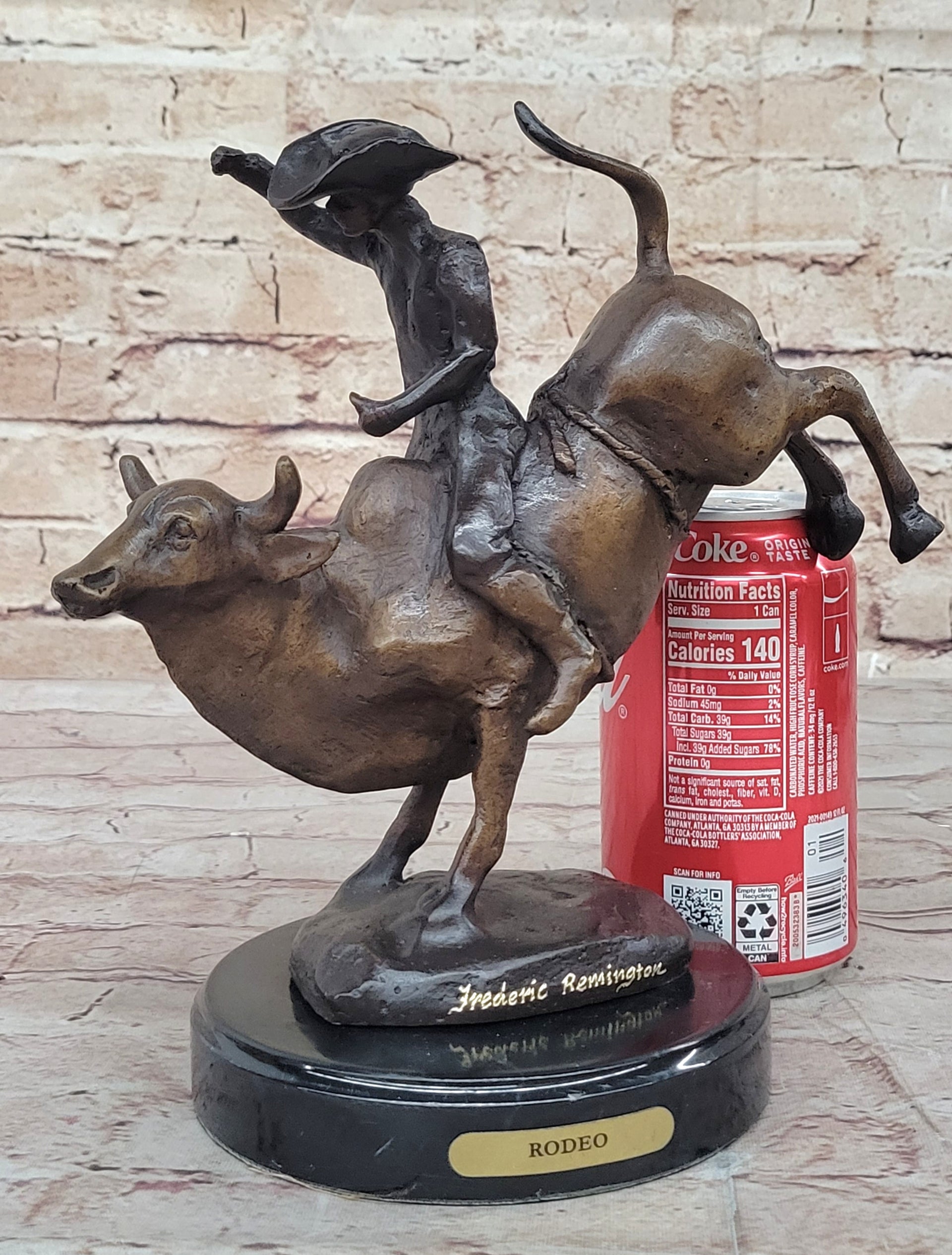 Cowboy Riding Bull Rodeo Bronze Sculpture Marble Base Statue – Bronzhaus