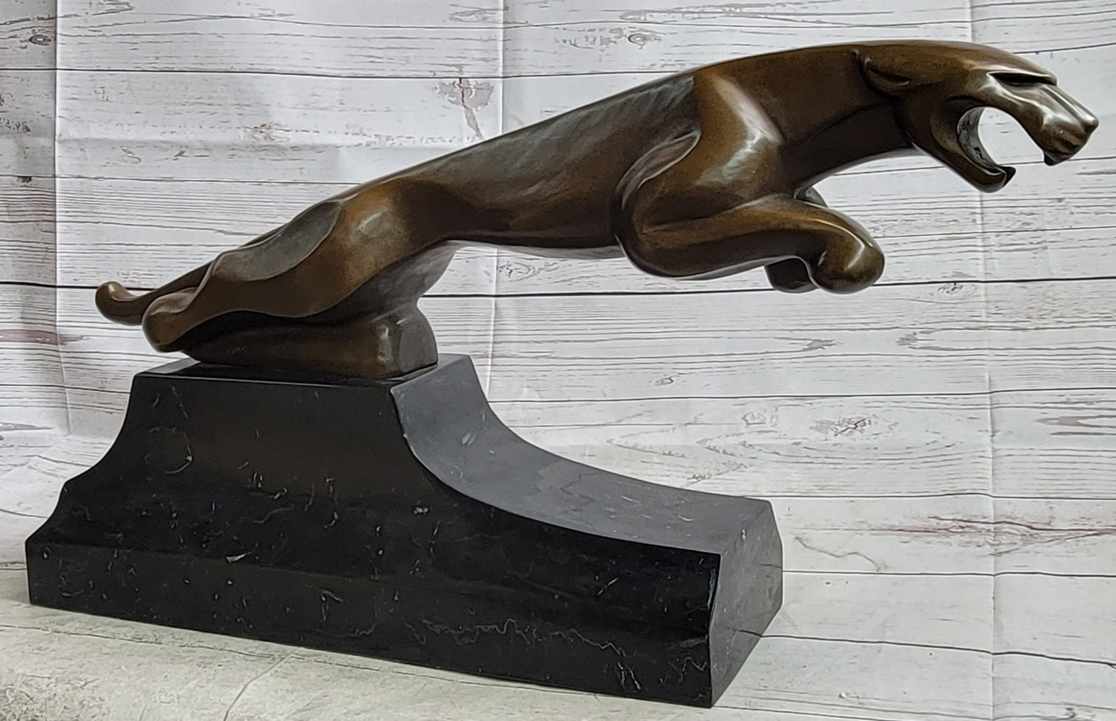 Hand Made signed Original Artwork by Milo Jaguar Panther Bronze Sculpture  Statue