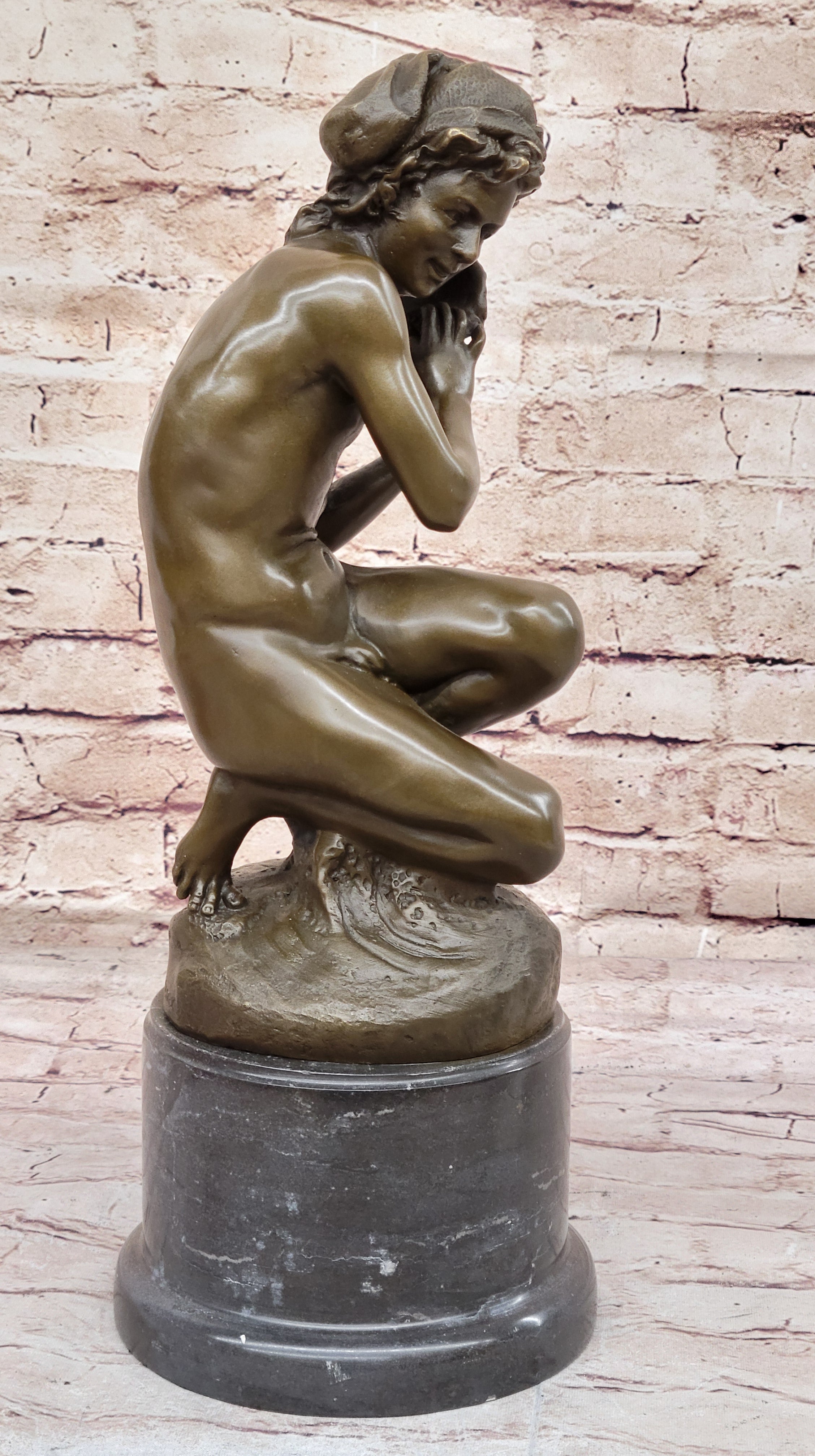 Nude Boy with Shell Bronze Statue by Carpeaux Hand Made Bronze Sculptu –  Bronzhaus