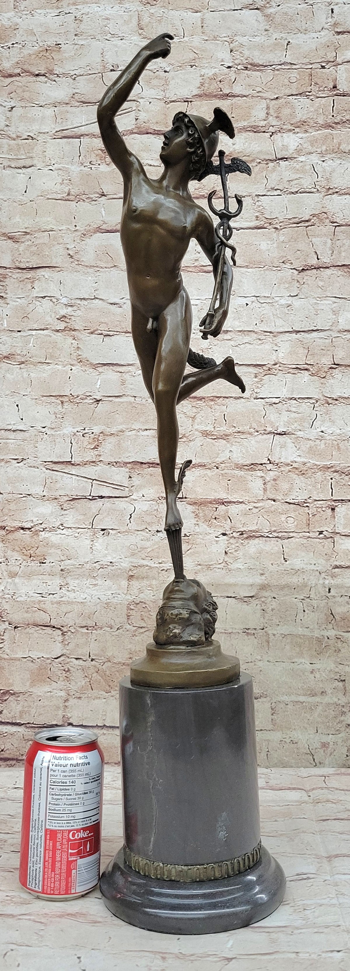 Stunning Mercury / Hermes Bronze - Signed B CELLINI - Marble Base ...