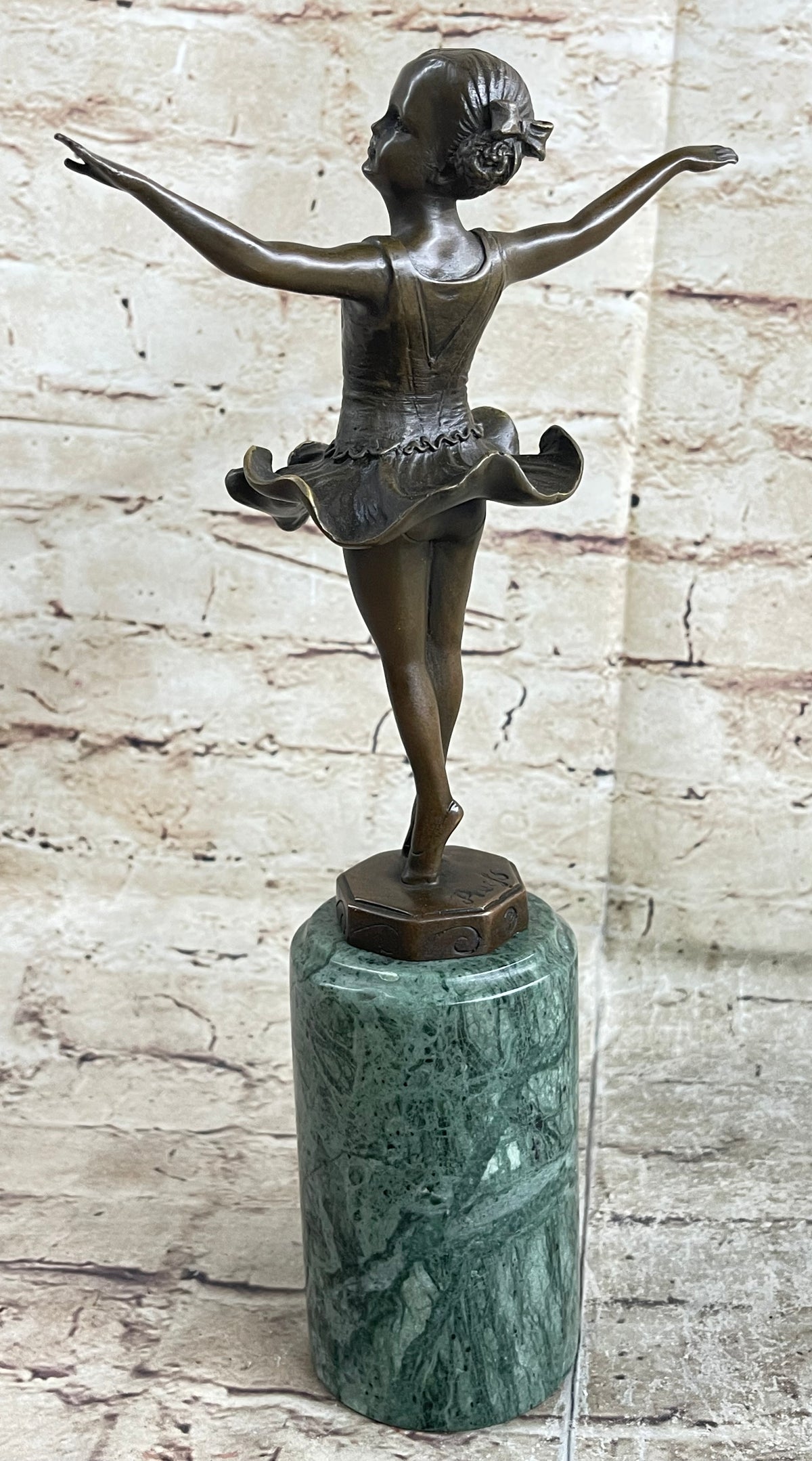 Ballerina Ballet Dancer Young Girl Bronze Figurine Sculpture on Green ...