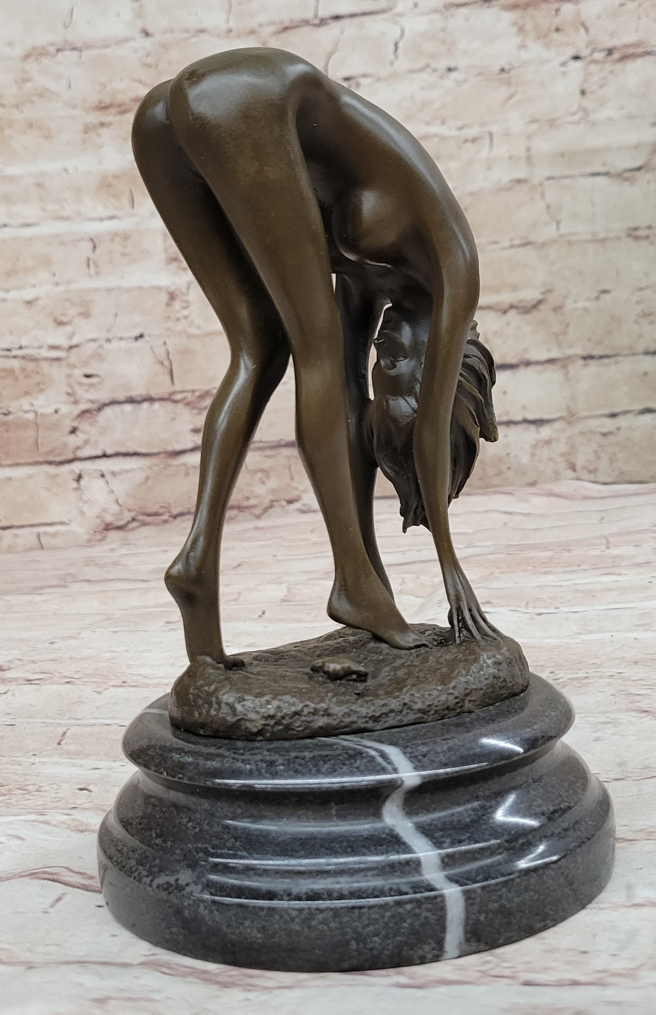 Art Deco Sculpture Sexy Naked Woman Erotic Nude Girl Bronze Statue Figurine Sale image