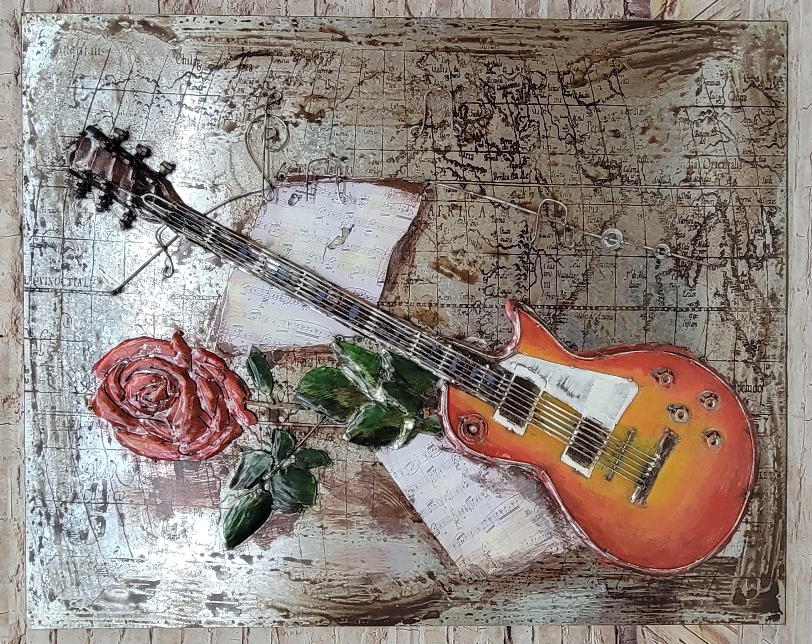 3D Guitar Painting, Guitar Art, Music Art, Gift for Music Lover, Guitar painting, Day popular Gift, Hand Painted Guitar, Living Room, Abstract Art