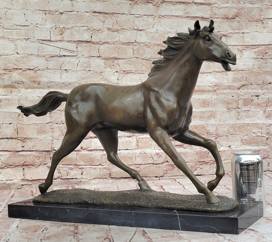 Milo Running Horse Bronze Sculpture – Realistic Equine Art on Marble Base