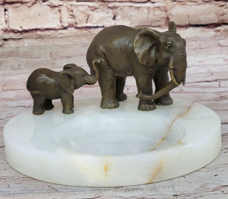 Bronze Elephant Mother and Calf Sculpture