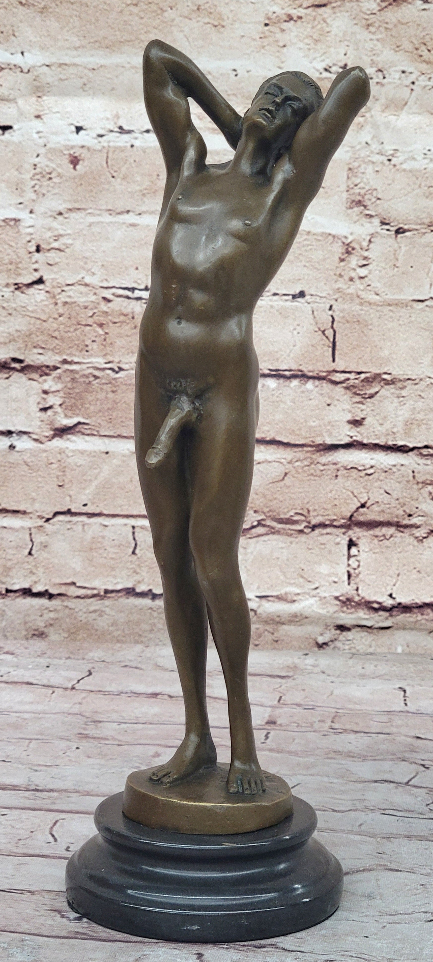 pretty small nude boys 3d Nude Male Model Erect Penis Erotic Bronze Statue Sculpture Signed Orig –  Bronzhaus