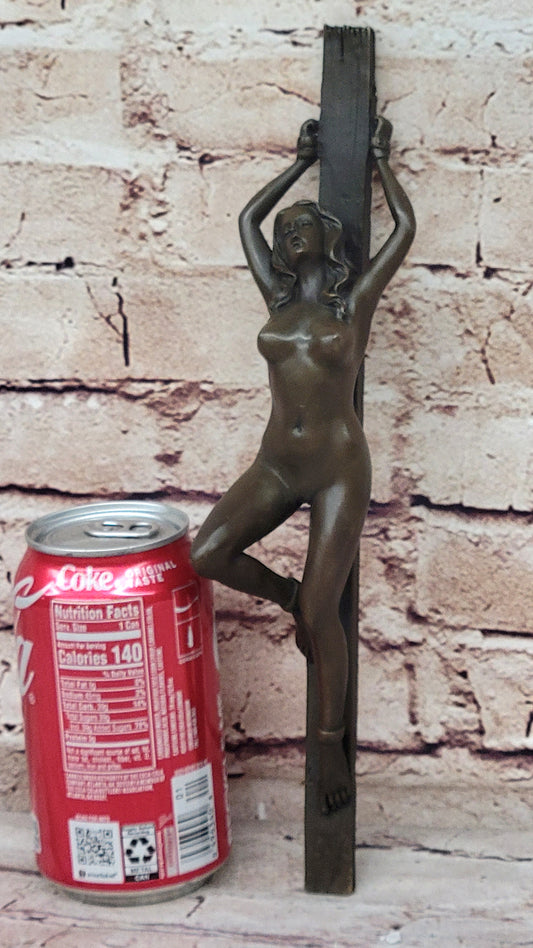 Bound Nude Female Bronze Wall Sculpture – Erotic Art Decor by Patoue