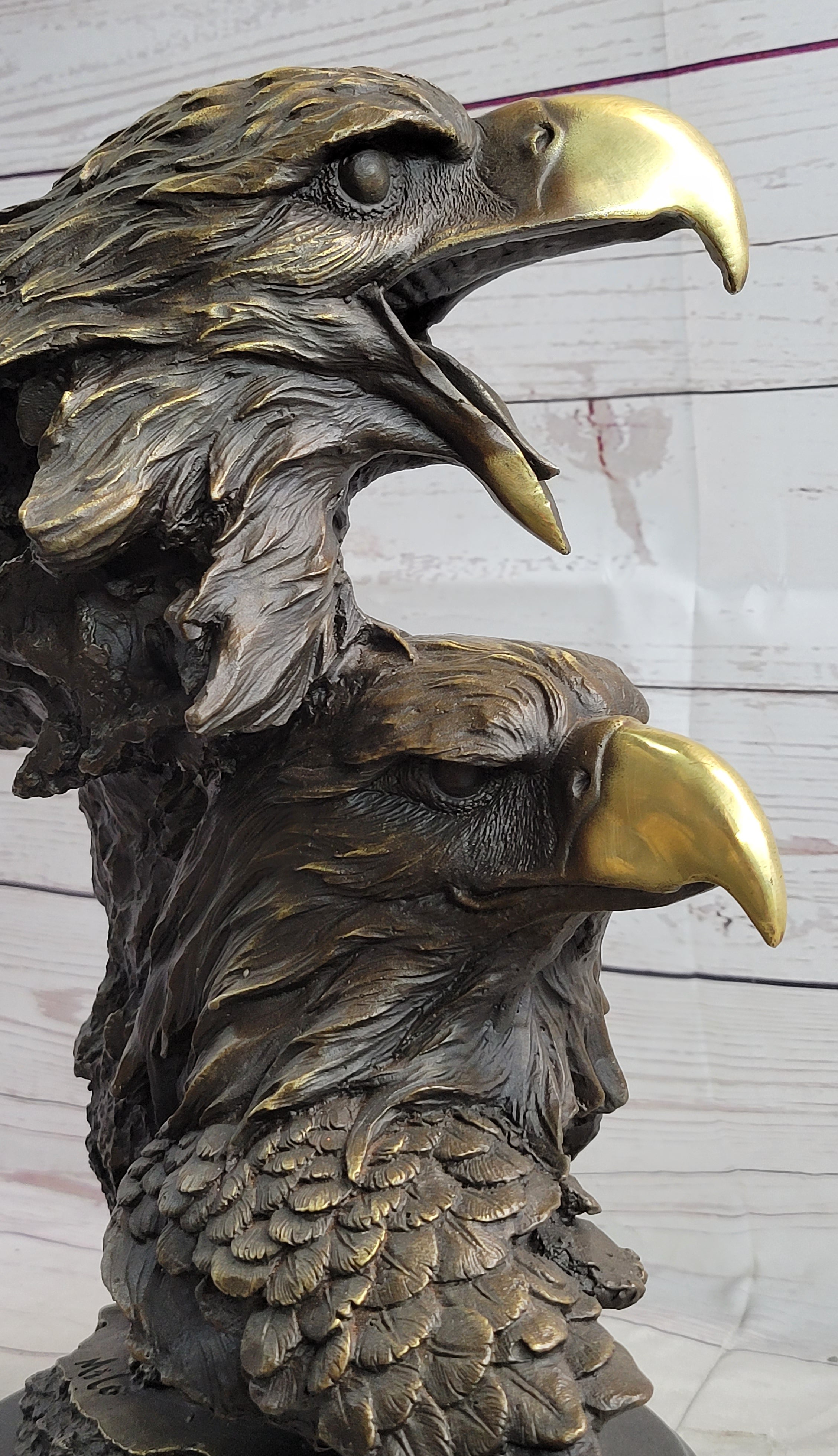 Hand Made Original Miguel Lopez Milo Double Eagle Bronze Sculpture Statue  Gift