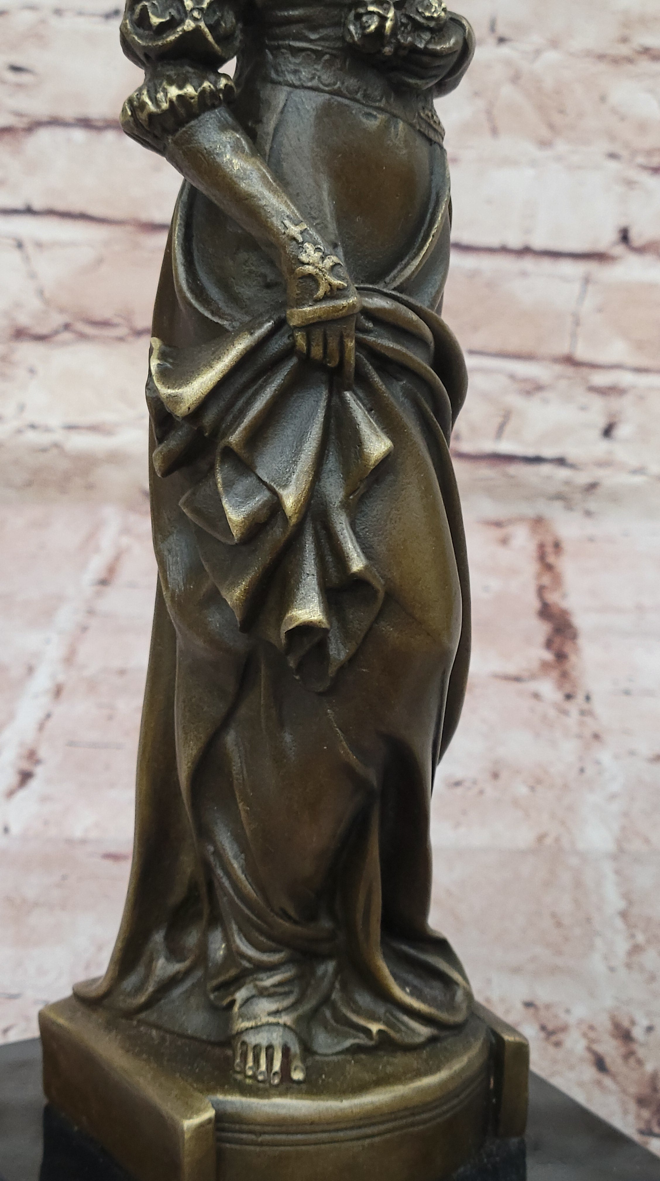 ANTIQUE EXQUISITE VICTORIAN LADY STATUE BRONZE PEDESTAL high quality