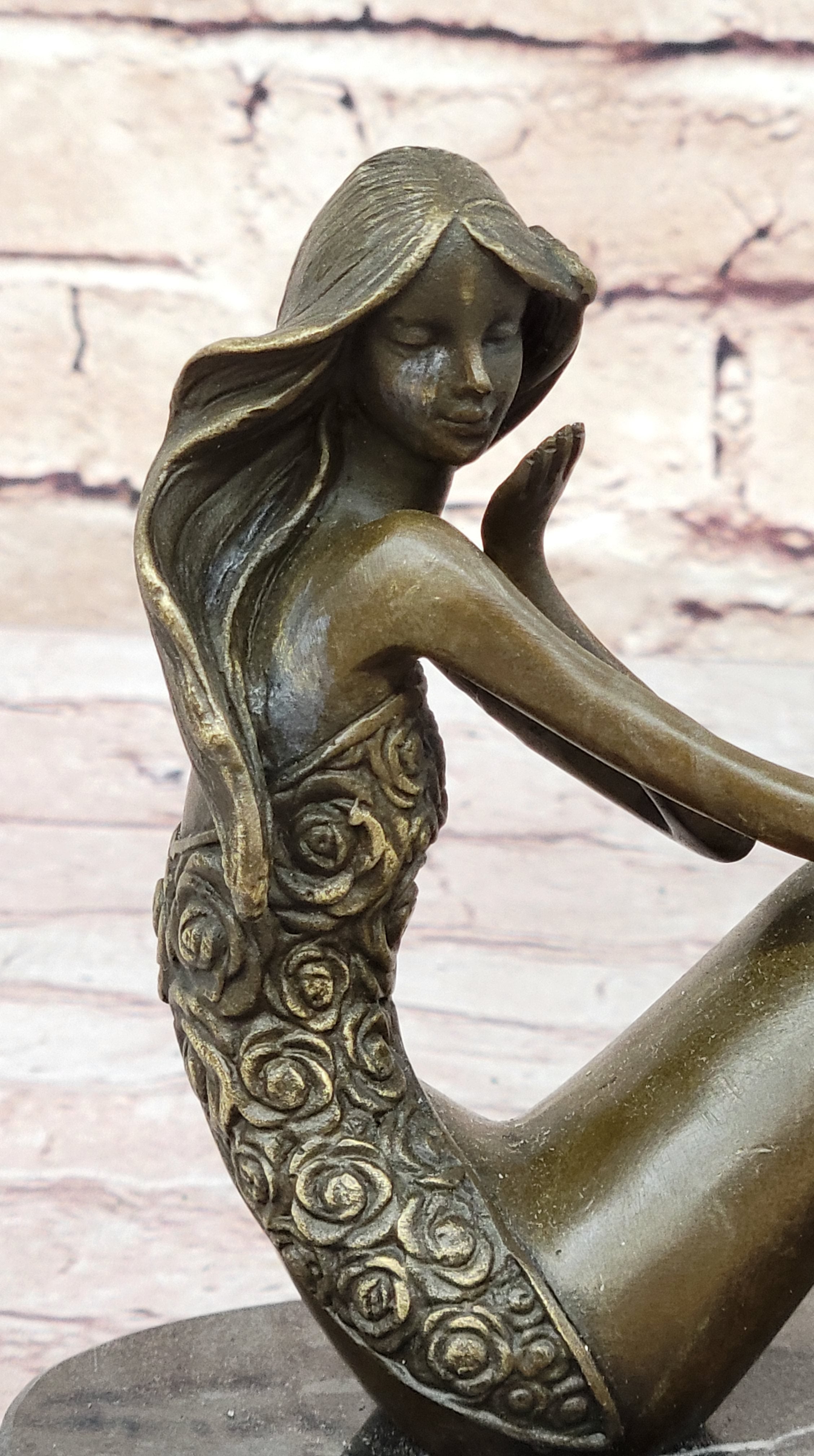 Detailed Bronze Sculpture of a Mermaid Mermaid Decoration 