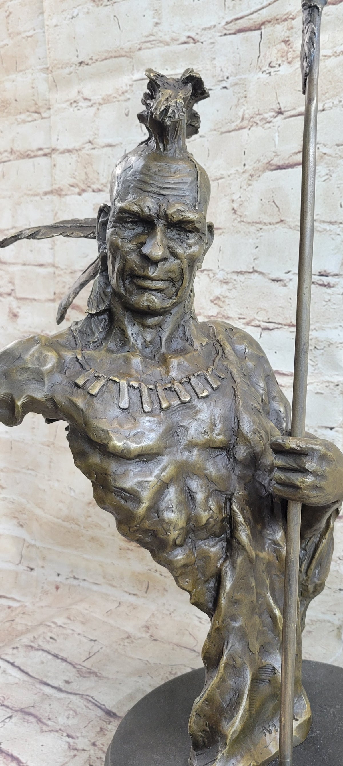 Handmade Native American Indian Warrior Bronze Sculpture Statue Figuri ...