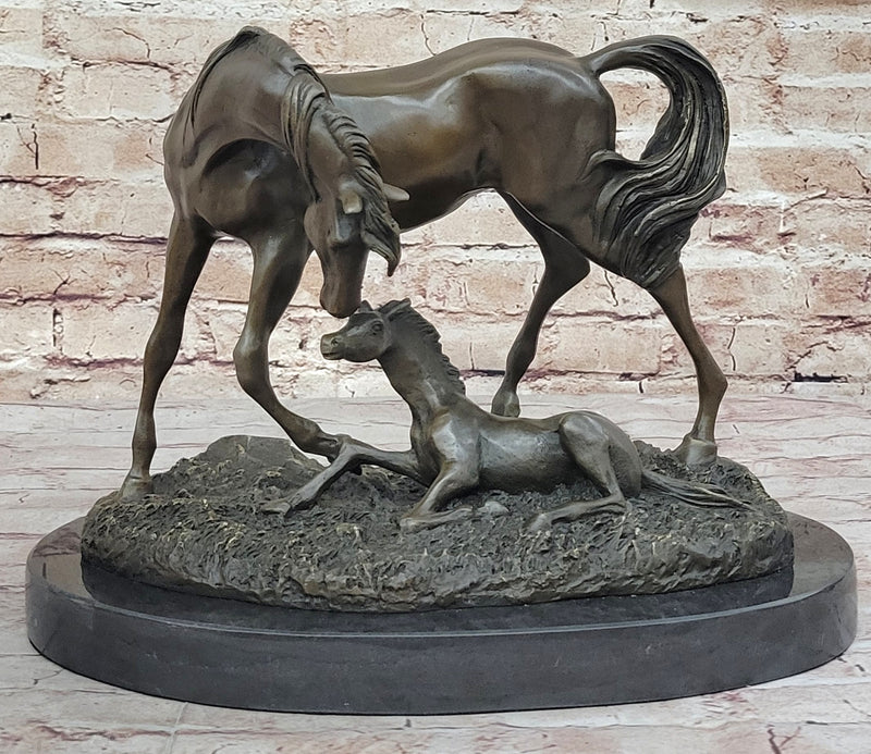 Mare with Foal Horse Bronze Sculpture