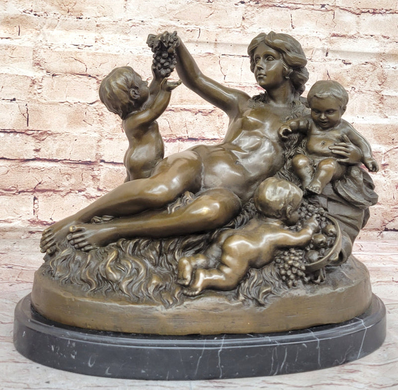 Carrier Belleuse Mother and Children Classical Bronze Sculpture