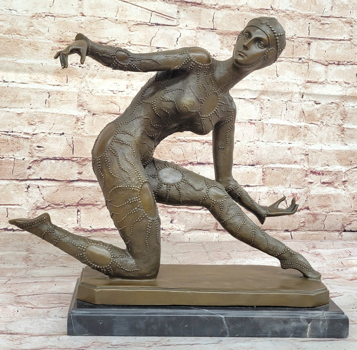 Dimitri Chiparus Dimitri Chiparus Graceful Art Deco Dancer Girl Bronze Sculpture on Mar ...