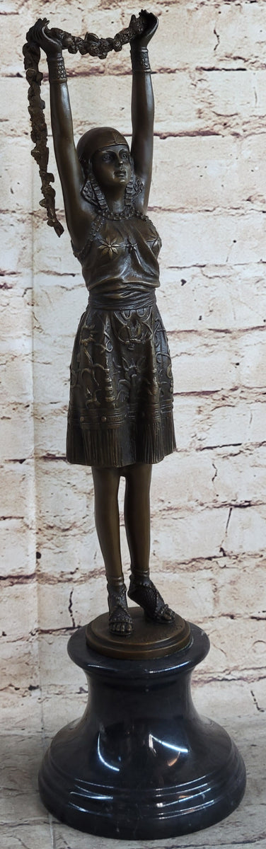 TALL 19'' SIGNED CHIPARUS FLOWER DANCER BRONZE STATUE SCULPTURE FIGURI ...