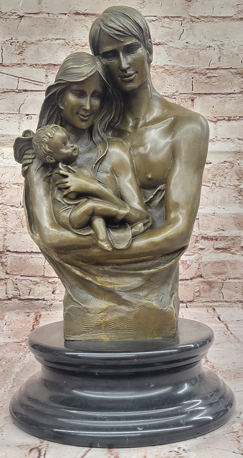 Bronze Family Sculpture Mother Father and Child