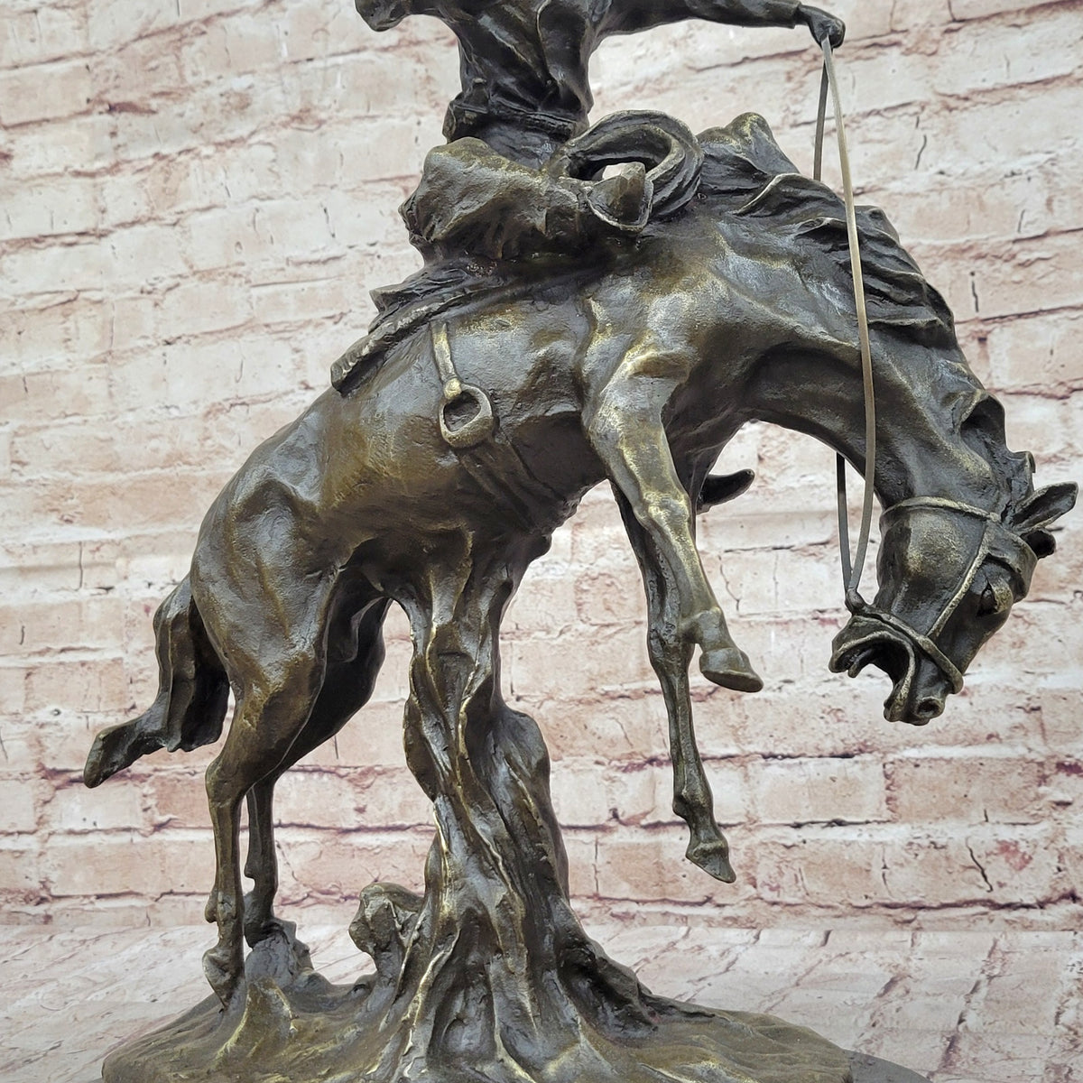 Western Decor Cowboy on Bucking Bronco Buster Horse Sculpture Statue ...