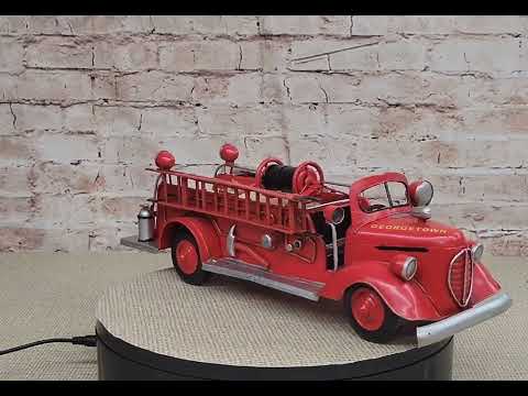 Metal Vintage Fire Truck Model Ornaments Figurine Retro Crafts Old  Firetruck