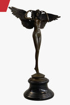 DESCENDING-NIGHT-by-adolph-weinman-bronze -metal -statue-winged-female-angel 