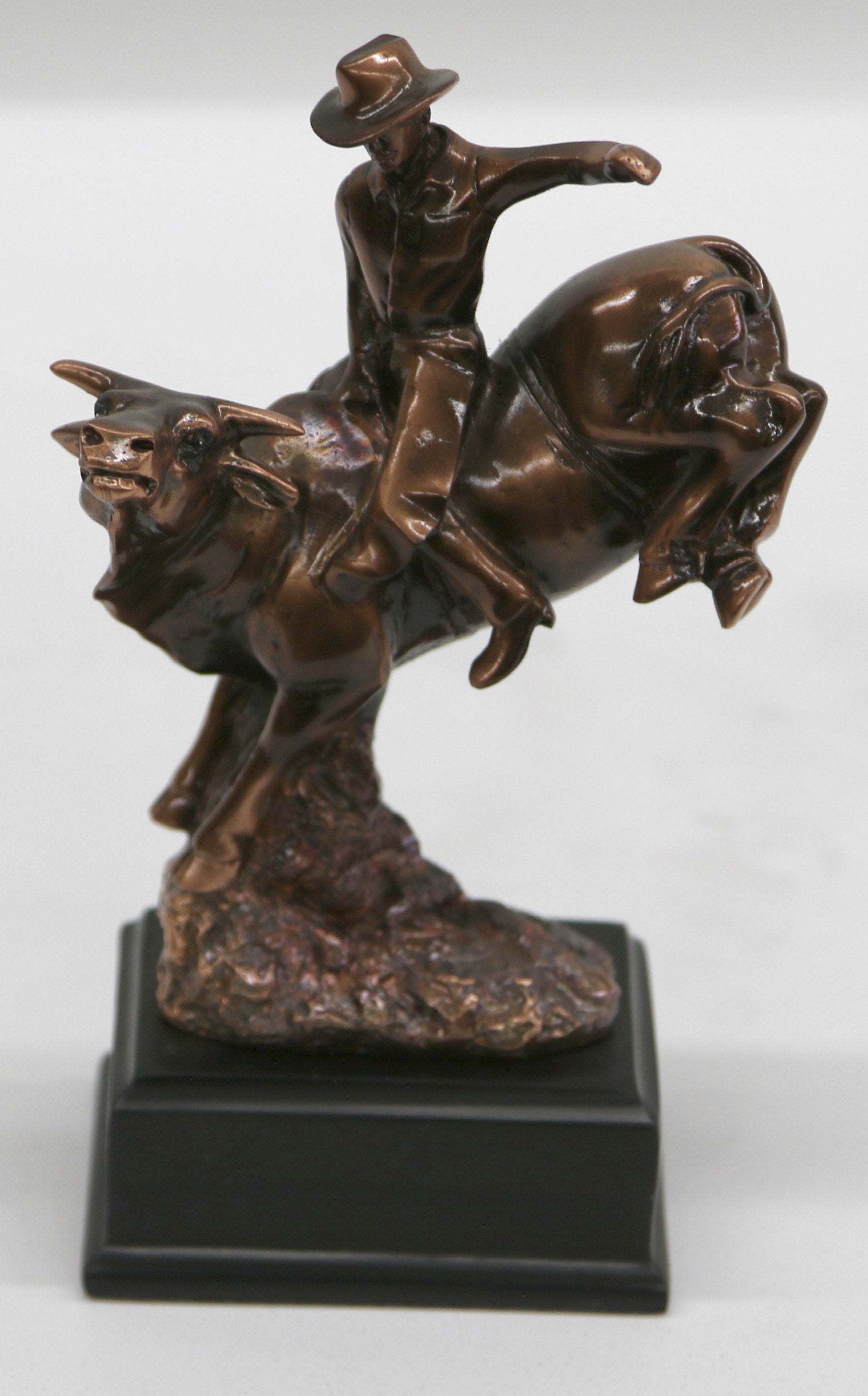 Remington Rodeo Bull Rider Bronzed Western Artwork Sculpture Figurine ...