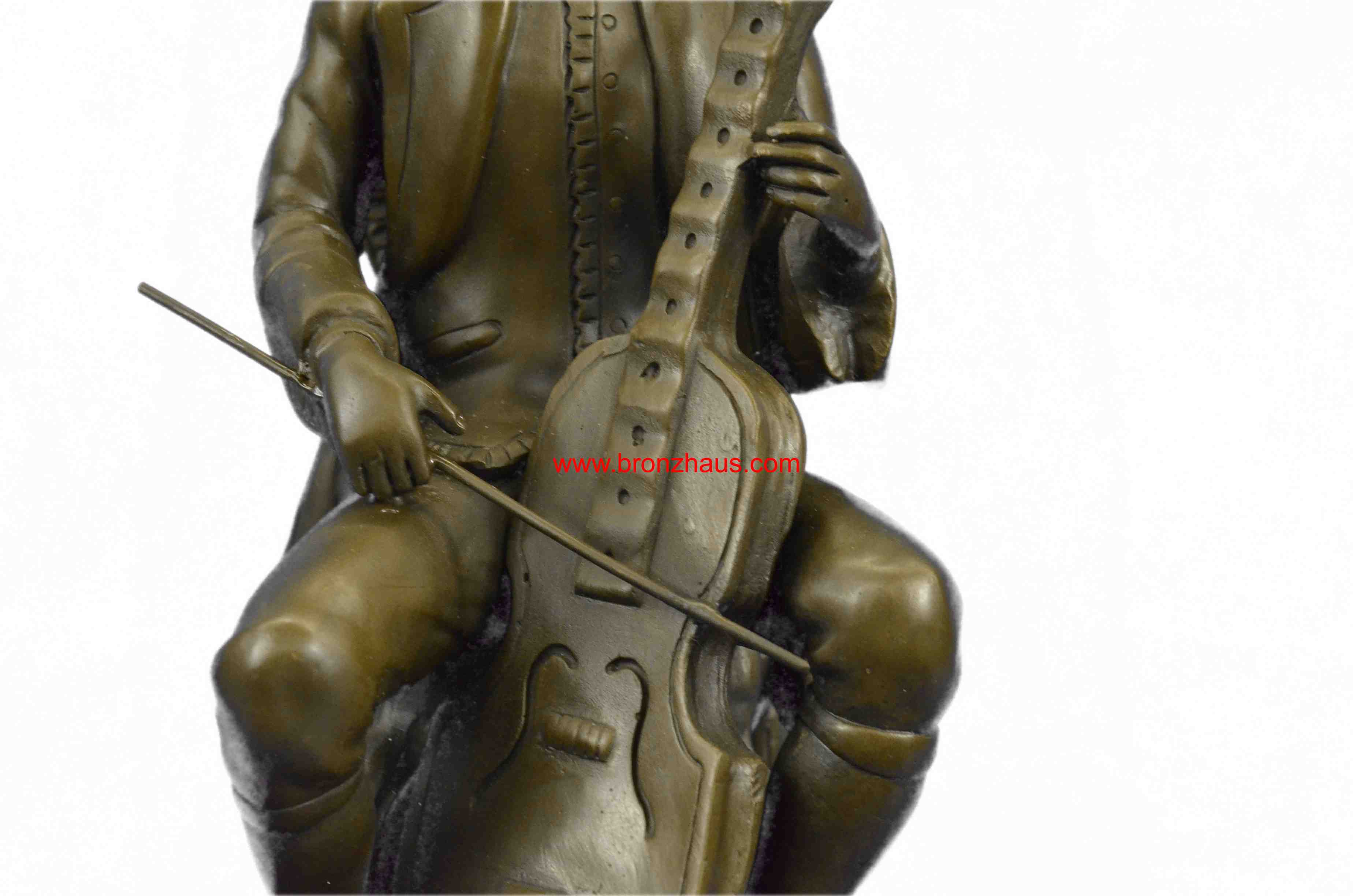 Handcrafted Musicians Cello 2024 /Flute Players Bronze 8in. Sculptures