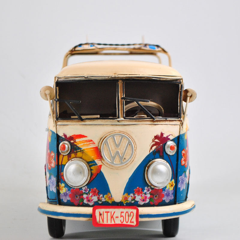 Vintage Hand Made Hawaiian Style Flower VW Volkswagen Mini Bus Sculpture