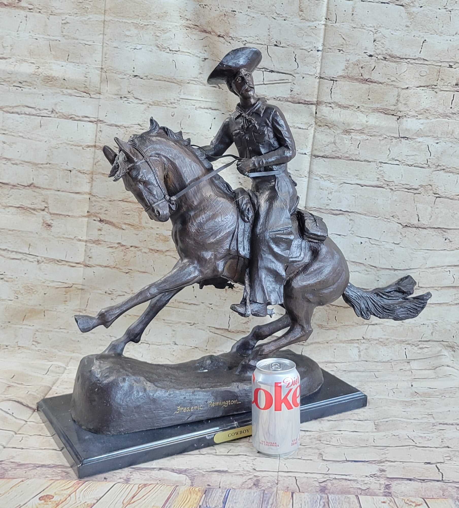 Frederic Remington Western Cowboy Horse Rodeo BRONZE Sculpture SIGND  Figurine N