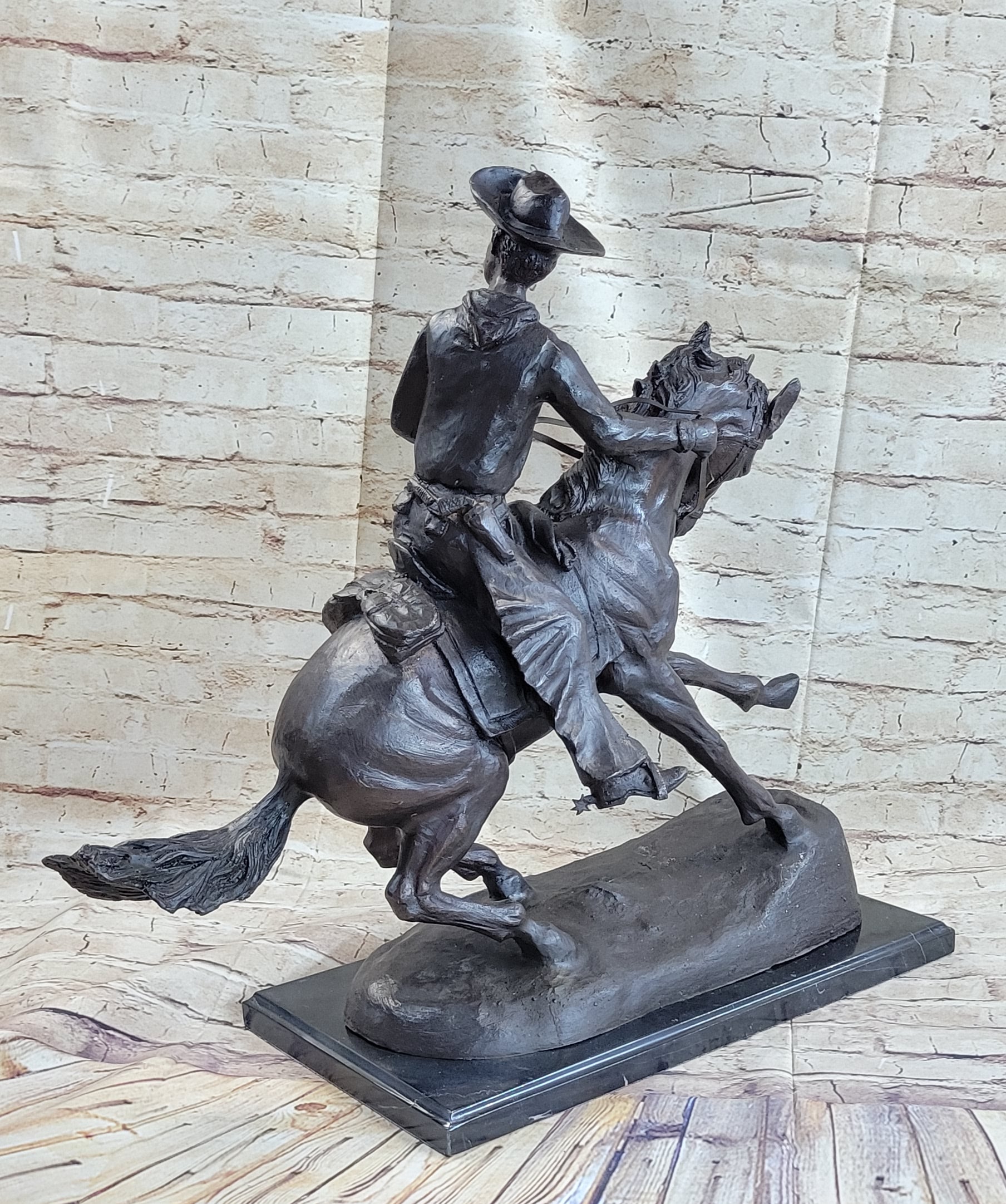 Frederic Remington Western Cowboy Horse Rodeo BRONZE Sculpture