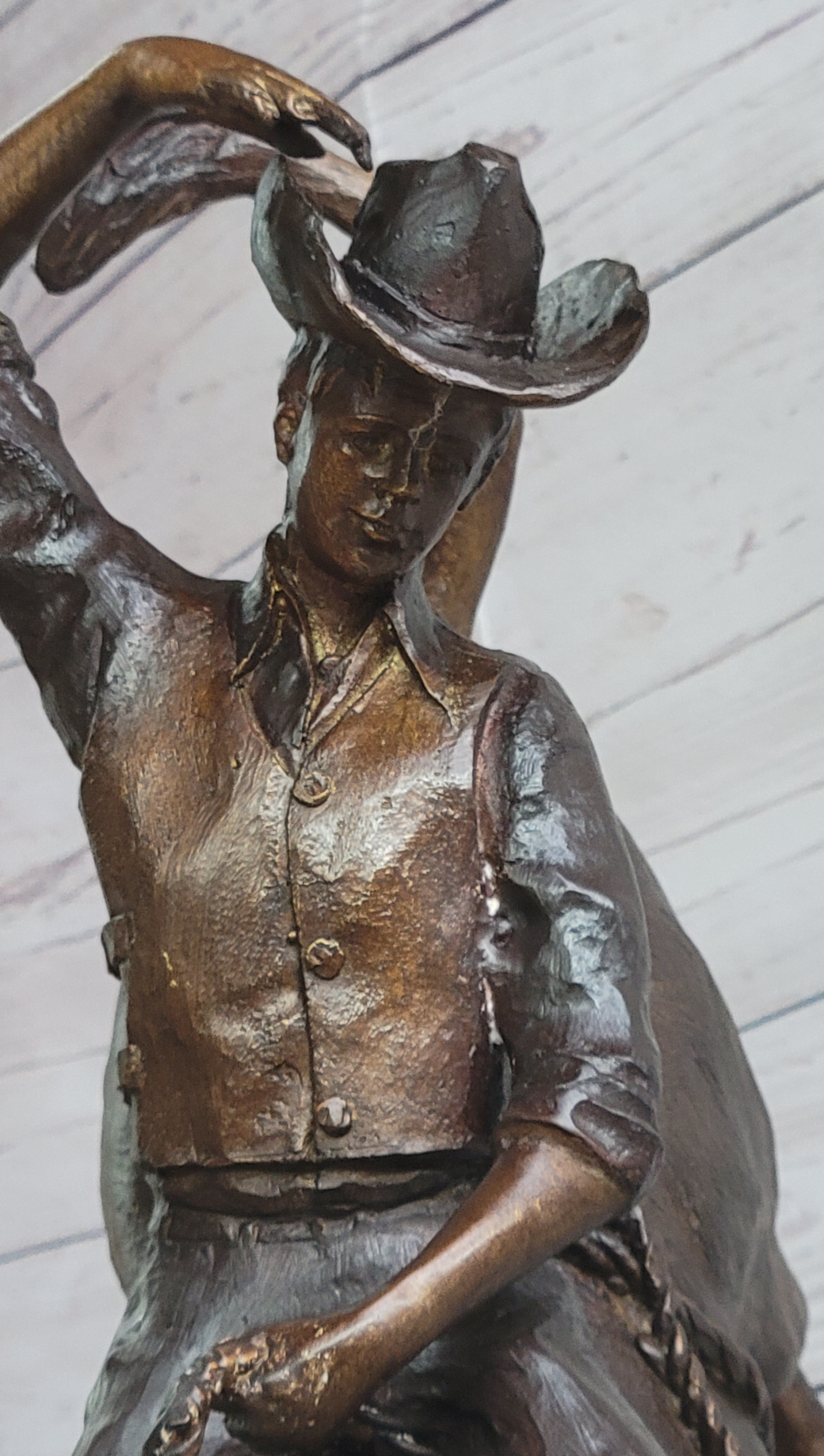 RODEO Bull Rider Bronze Statue Sculpture Western Decor Art 24