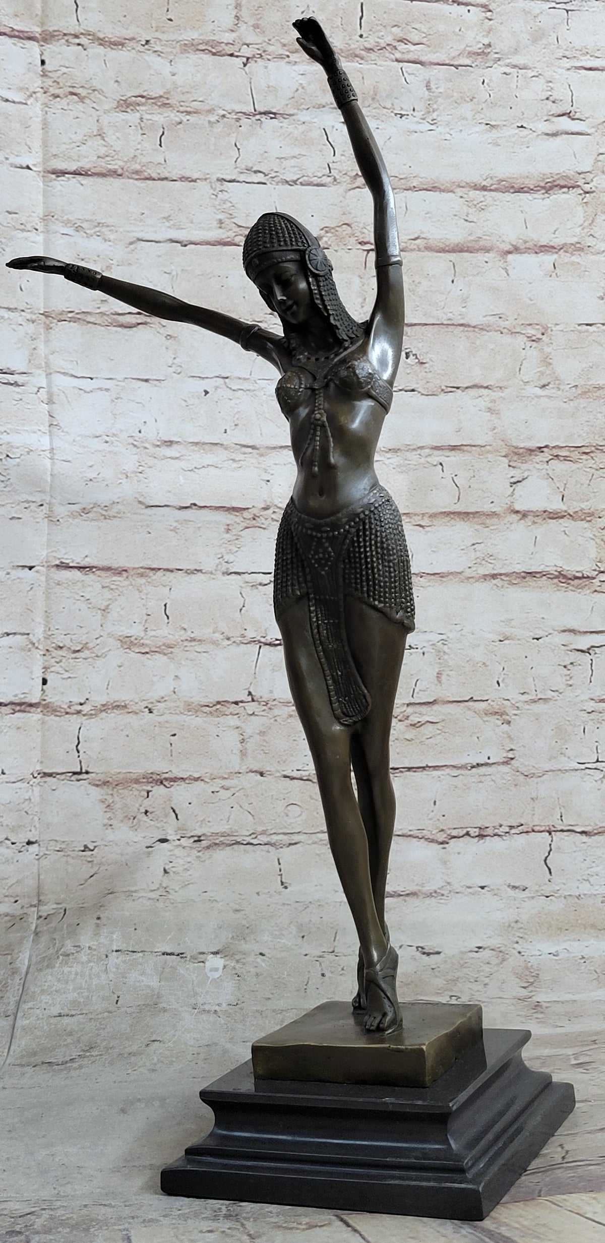 VINTAGE LARGE ART DECOR DANCER DIMITRI CHIPARUS BRONZE SCULPTURE SIGNED ...