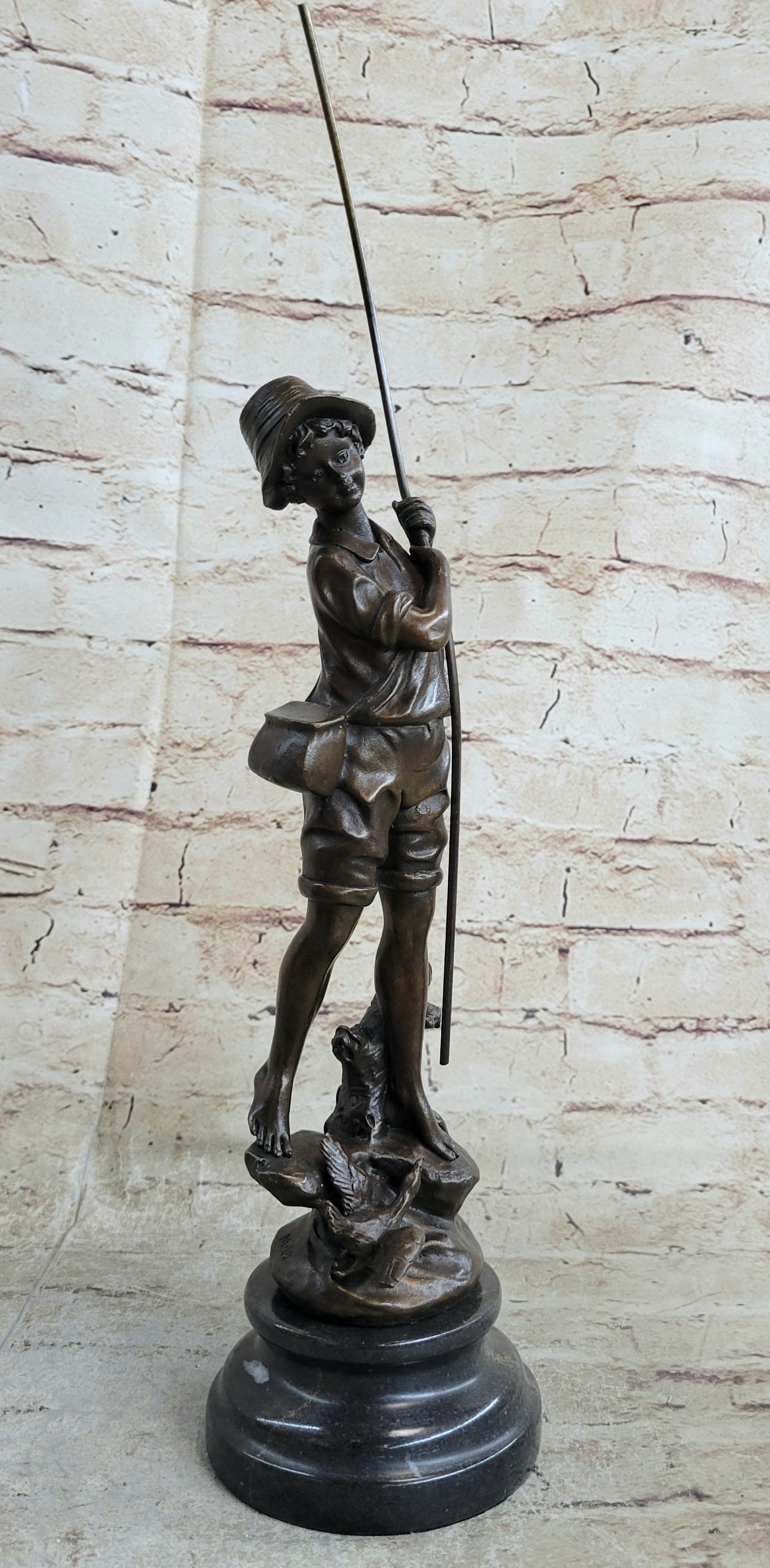 Signed Original Milo Boy Fishing With Duck Bronze Sculpture Statue Figurine  Art – Bronzhaus
