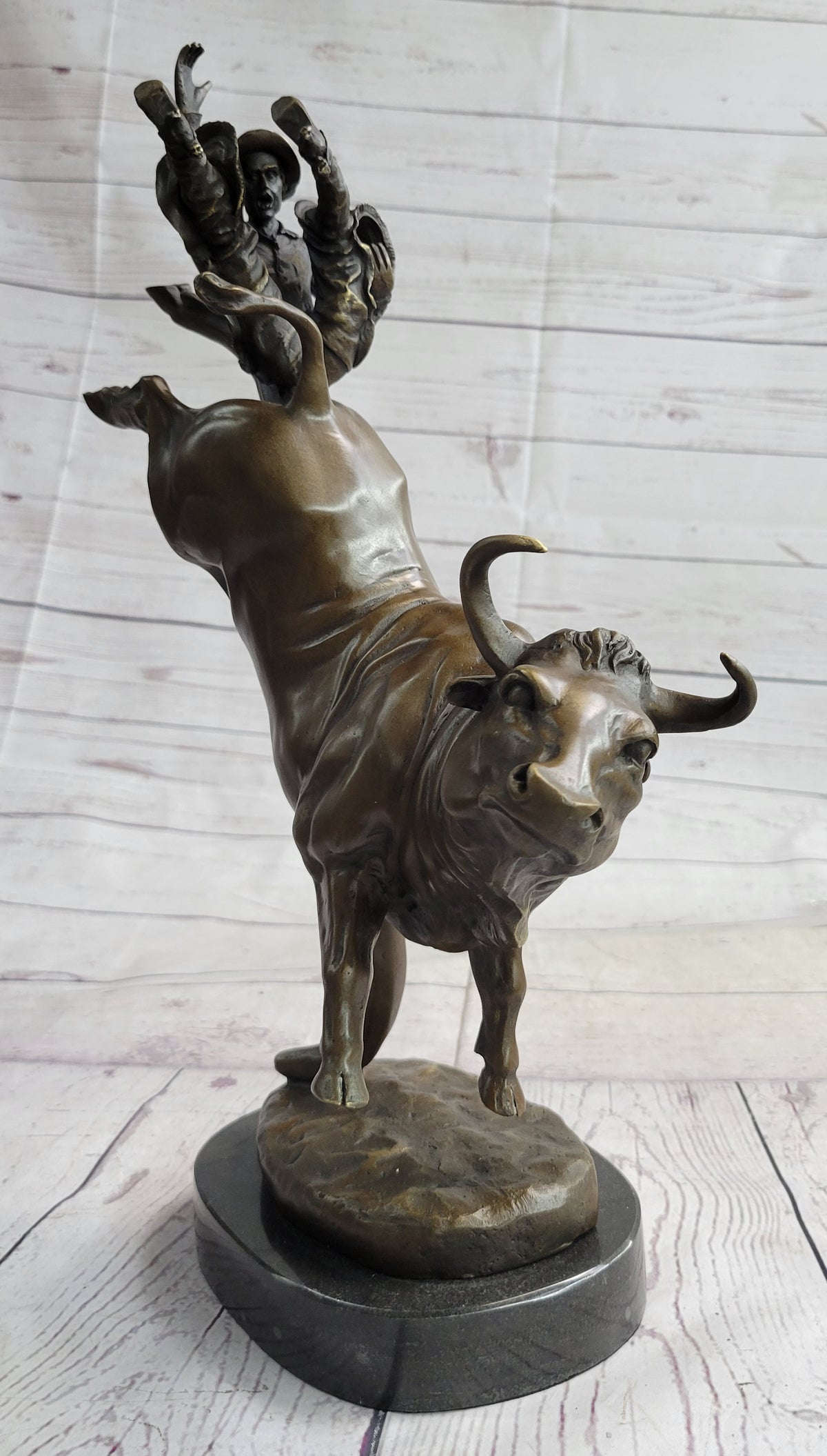 Bull Riding Statue Frederic Remington Cowboy Rodeo Bull Rider Western Bronze Statue Sculp ...