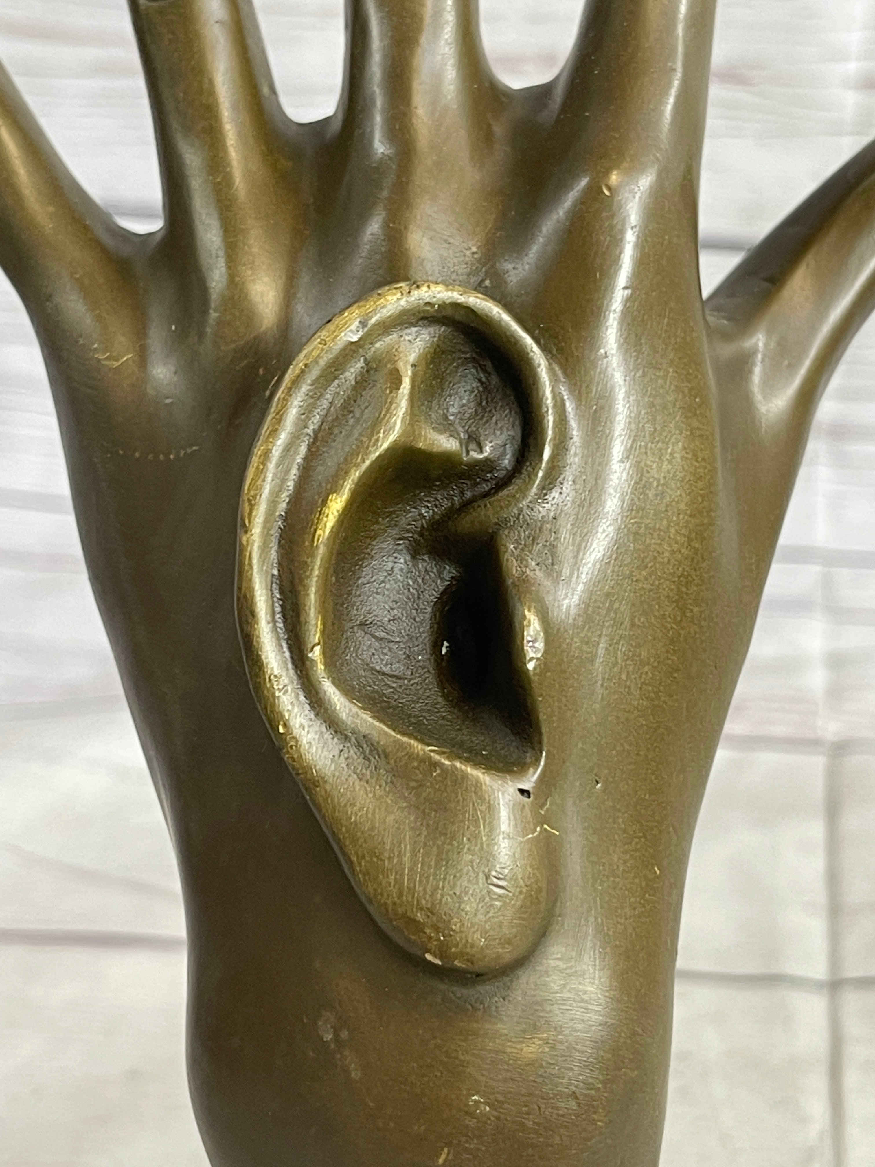 Surreal Bronze Sculpture Hand w/ Ear Statue Modern Art Abstract Signed –  Bronzhaus