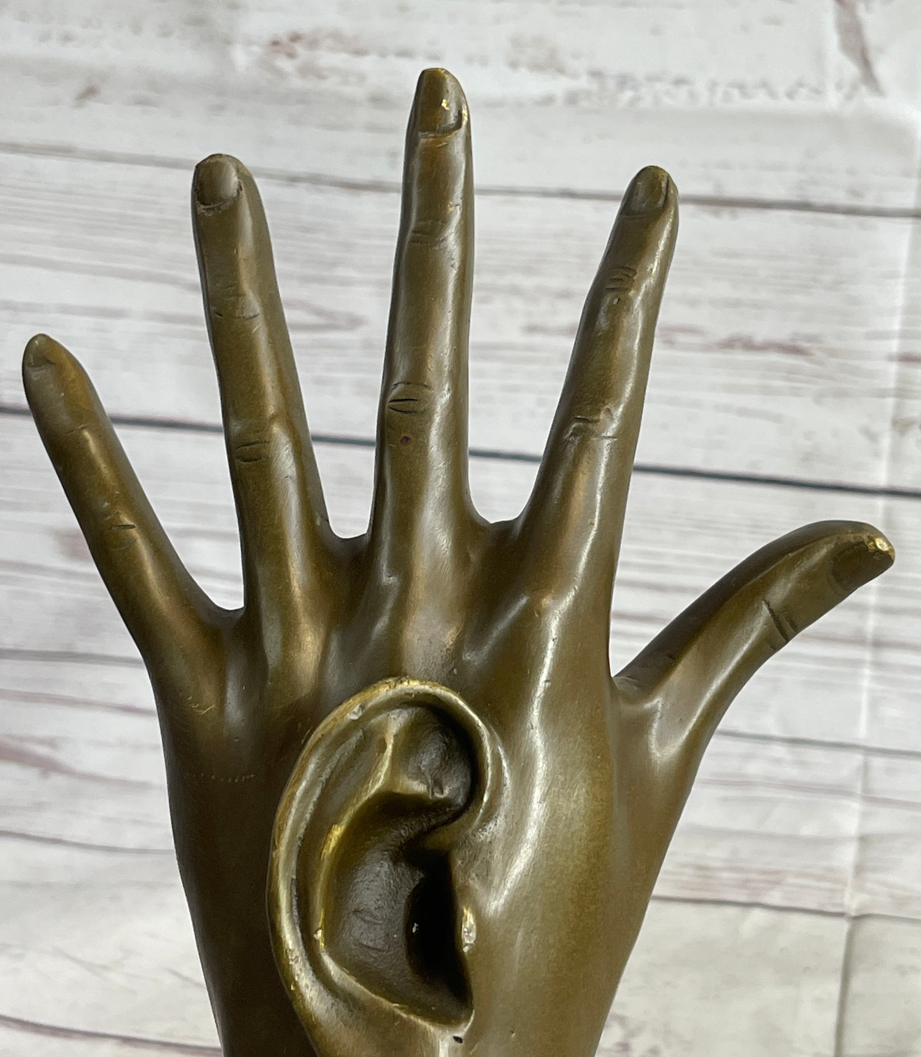 Surreal Bronze Sculpture Hand w/ Ear Statue Modern Art Abstract Signed –  Bronzhaus