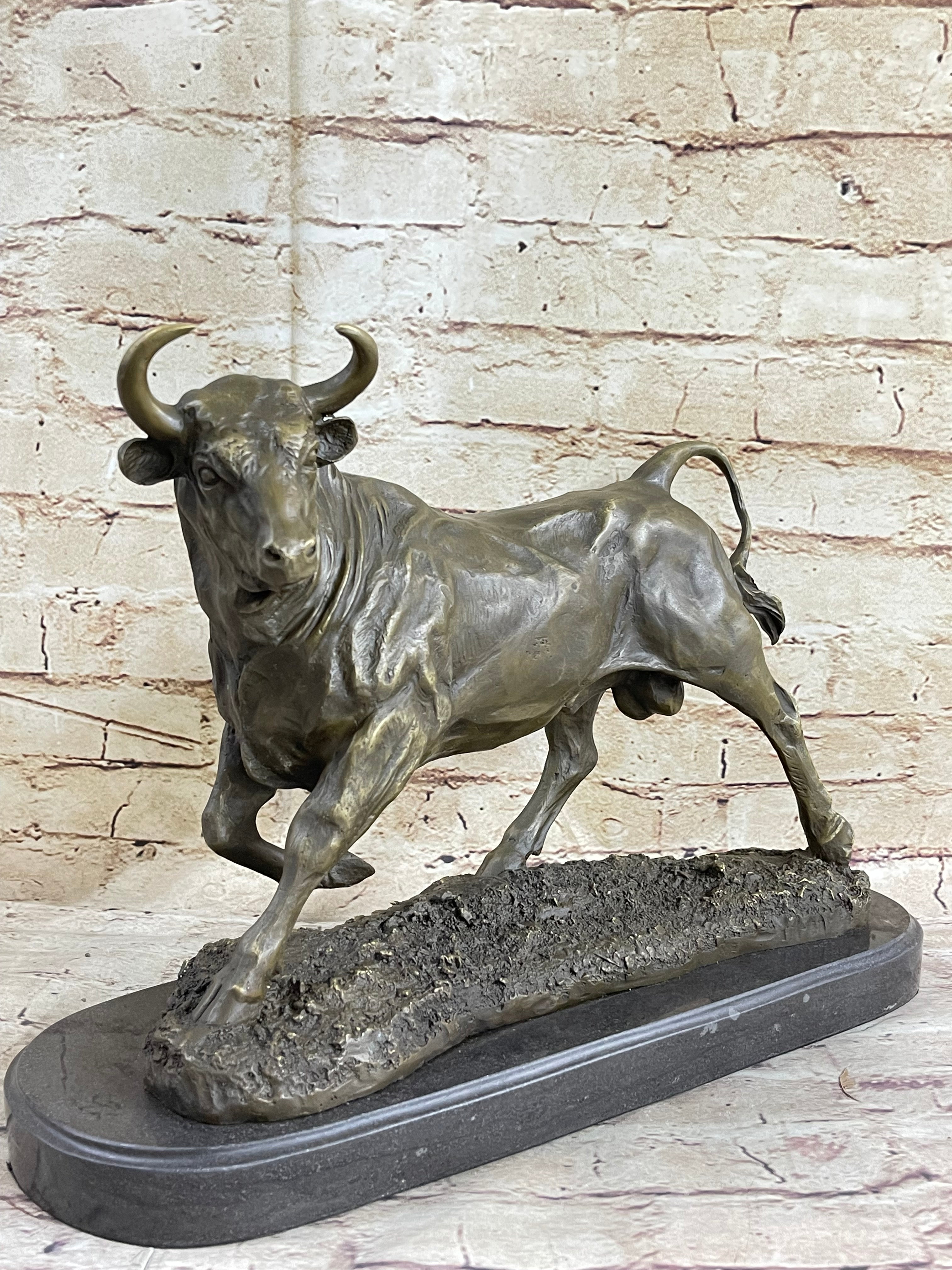 Ox Bul And Girl Sex Video - Solid Bronze Sculpture of a Bull Marble Base Abstract Art Deco Figurine  Figure â€“ Bronzhaus