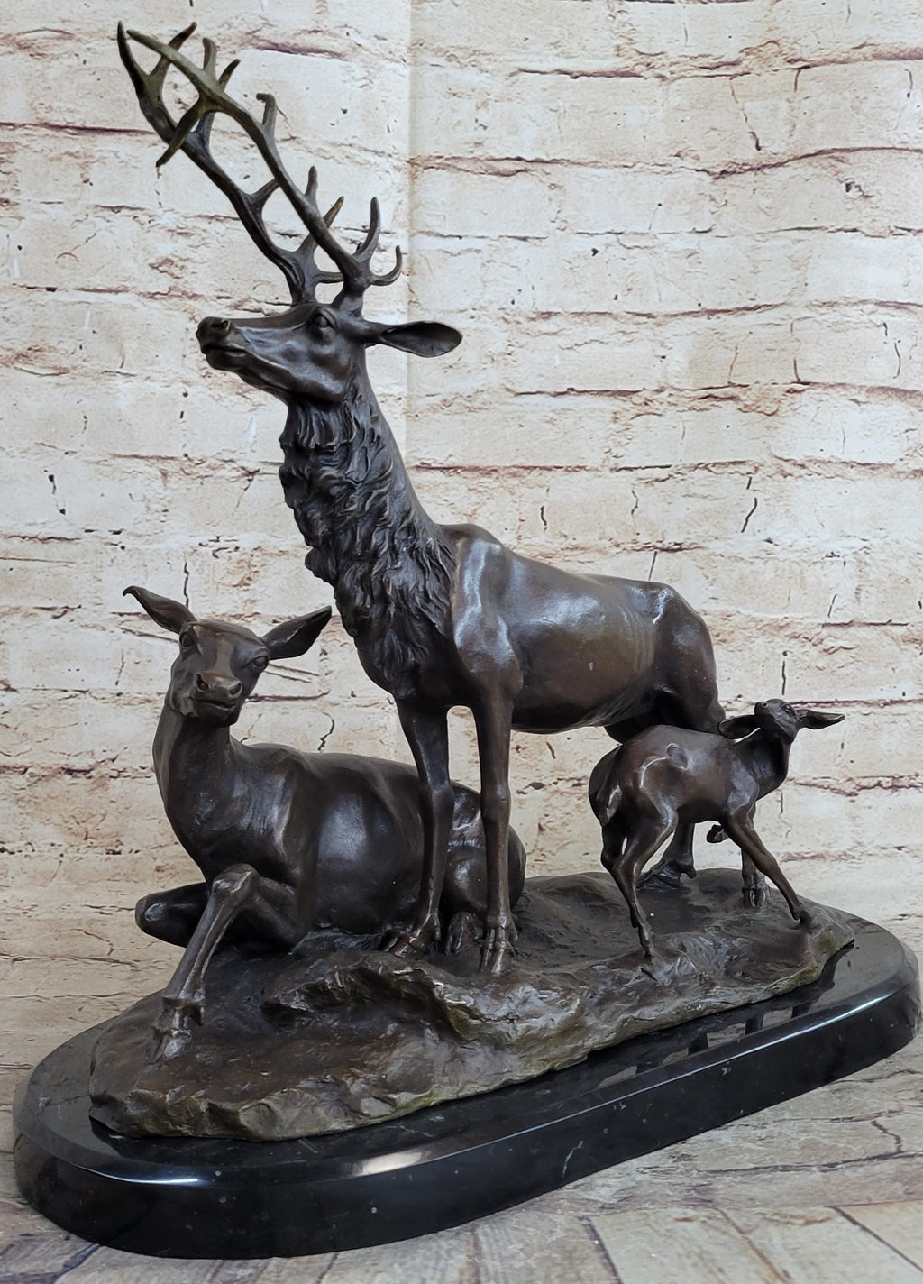 Bronze Marble Statue Elk Deer Caribou Buck Stag Lodge Sculpture