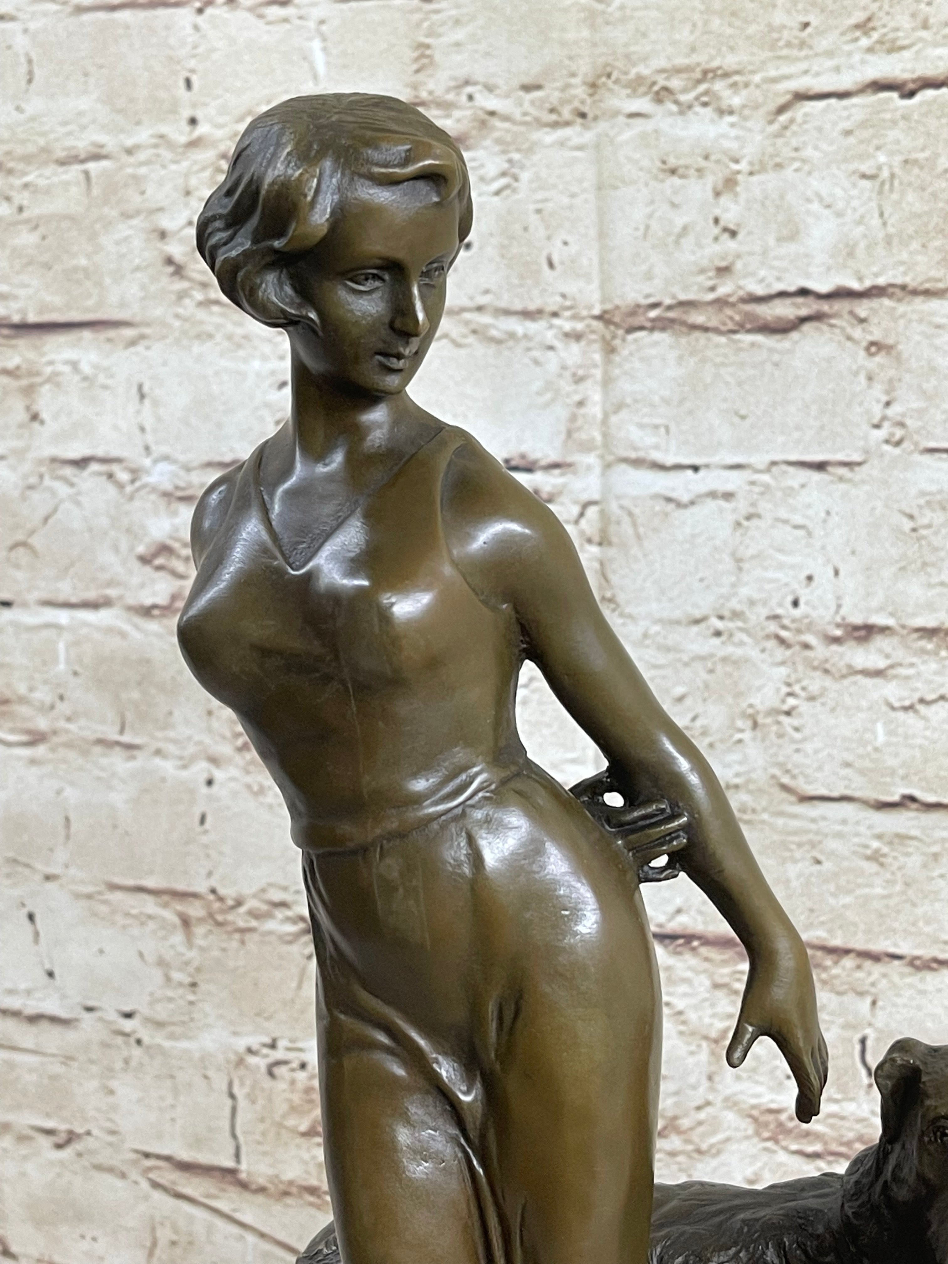 Vintage Copper Bronze Marble Nude Women 2024 Statue 14''