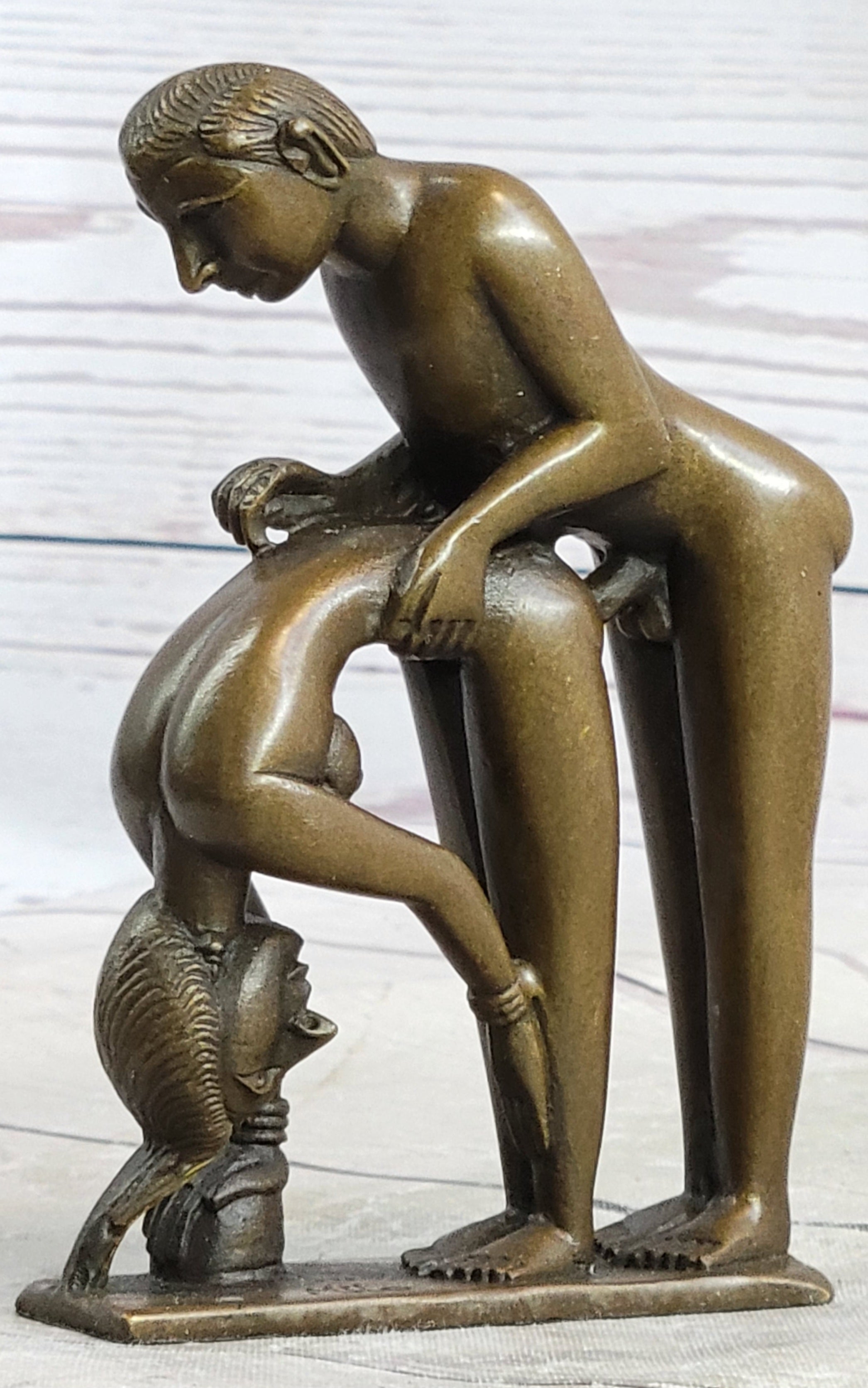 Miniature Bronze Erotic Art Couple Having Sex Figurine Figure Sculpture  4.5