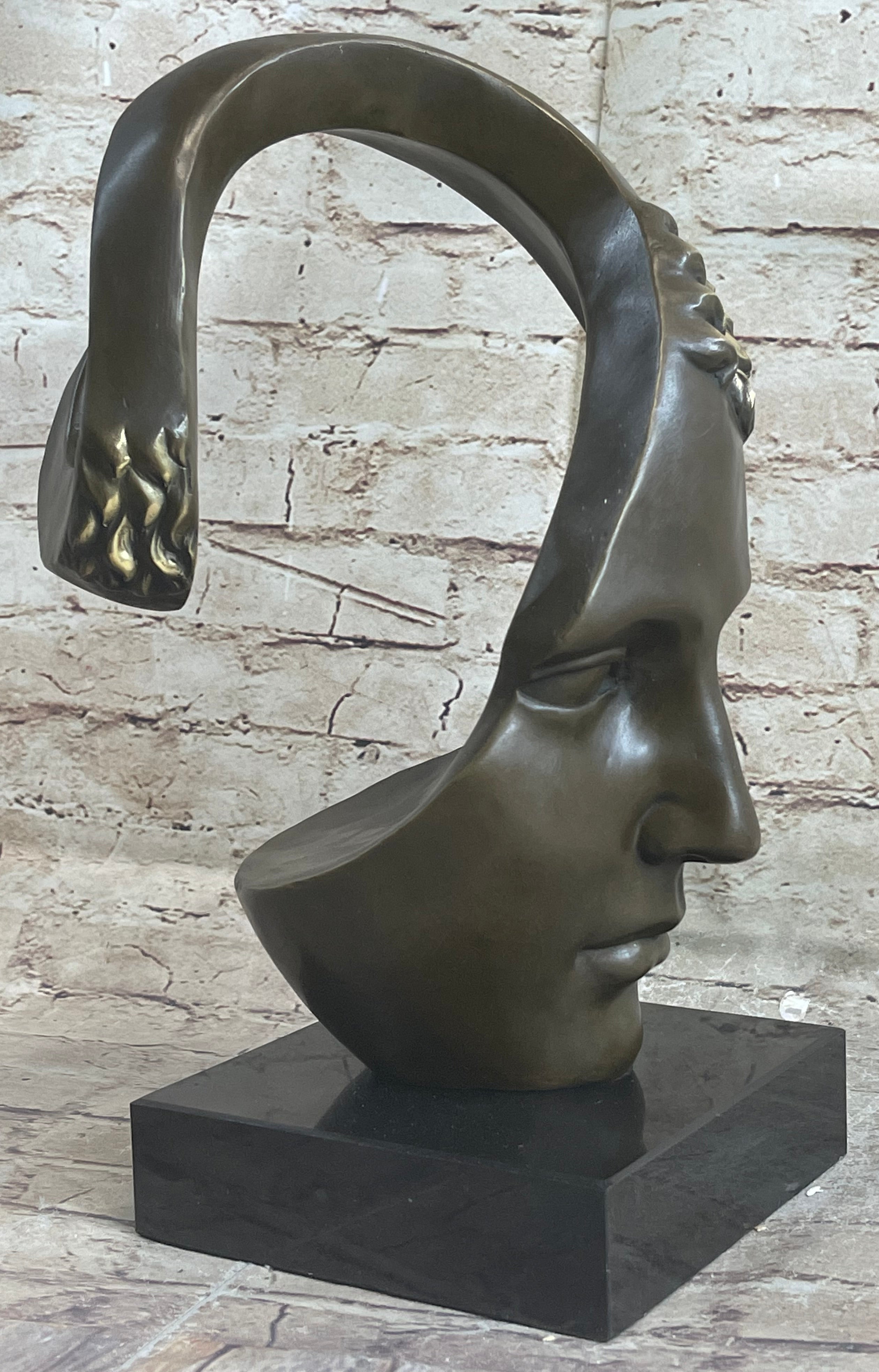 Abstract Metal Face Art Sculpture Bronze by Salvador Dali Home Decoration Bronzhaus