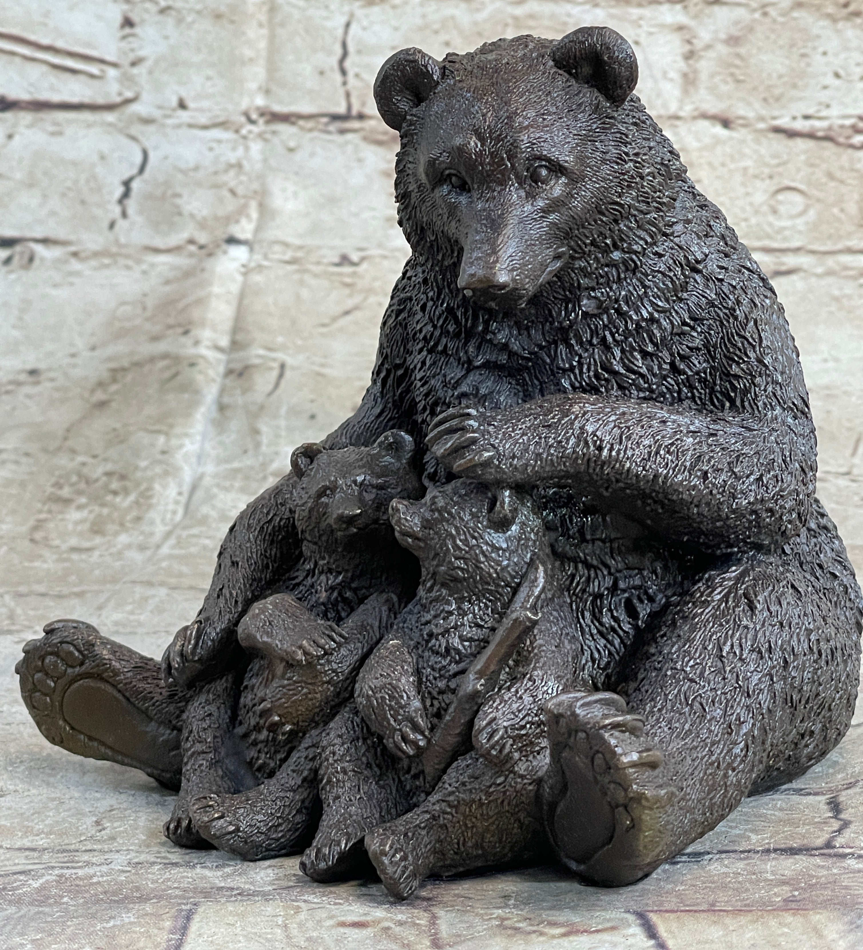 Mama Bear and Cubs Yard Figurine
