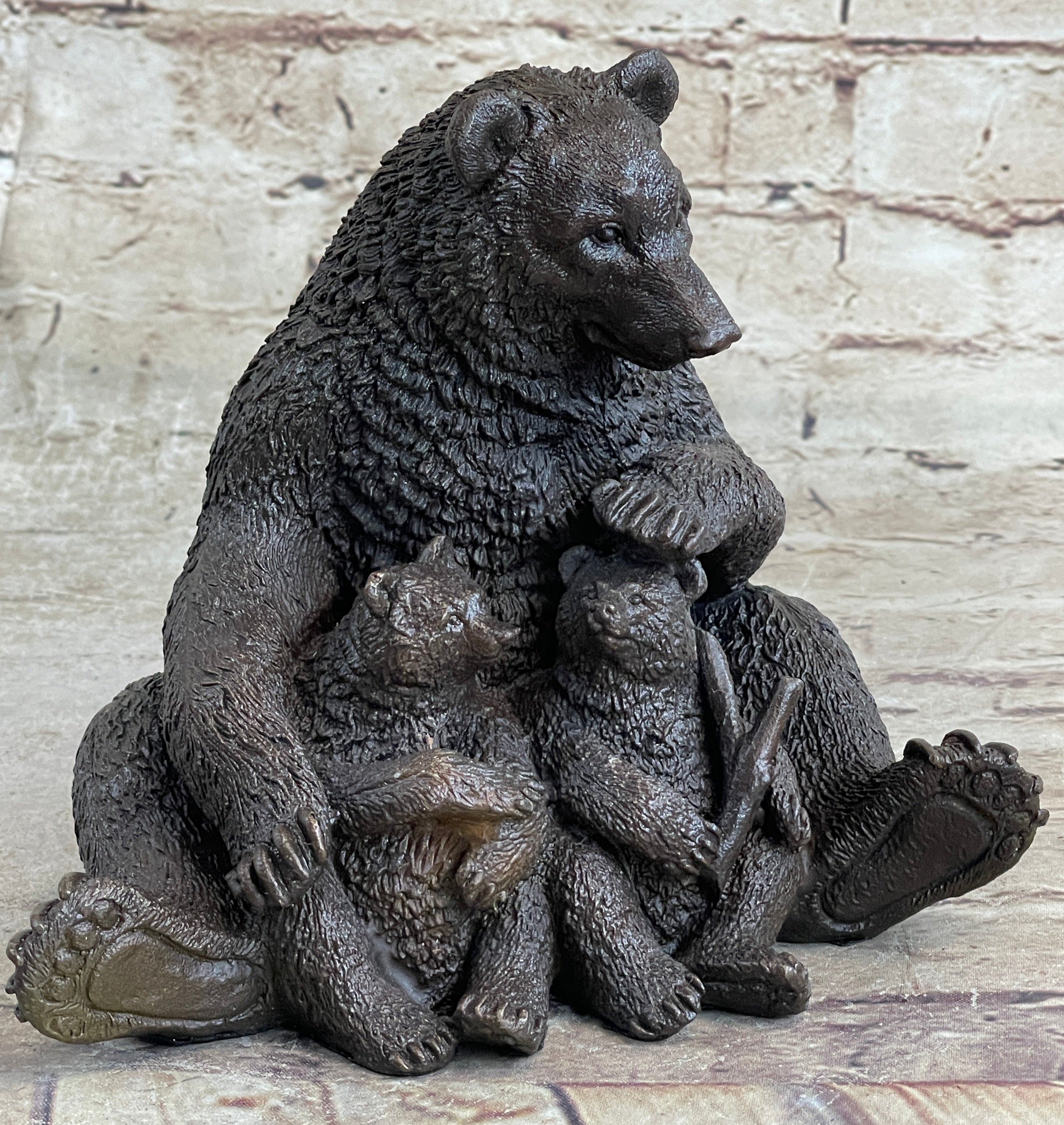 Mama Bear and Cubs Yard Figurine