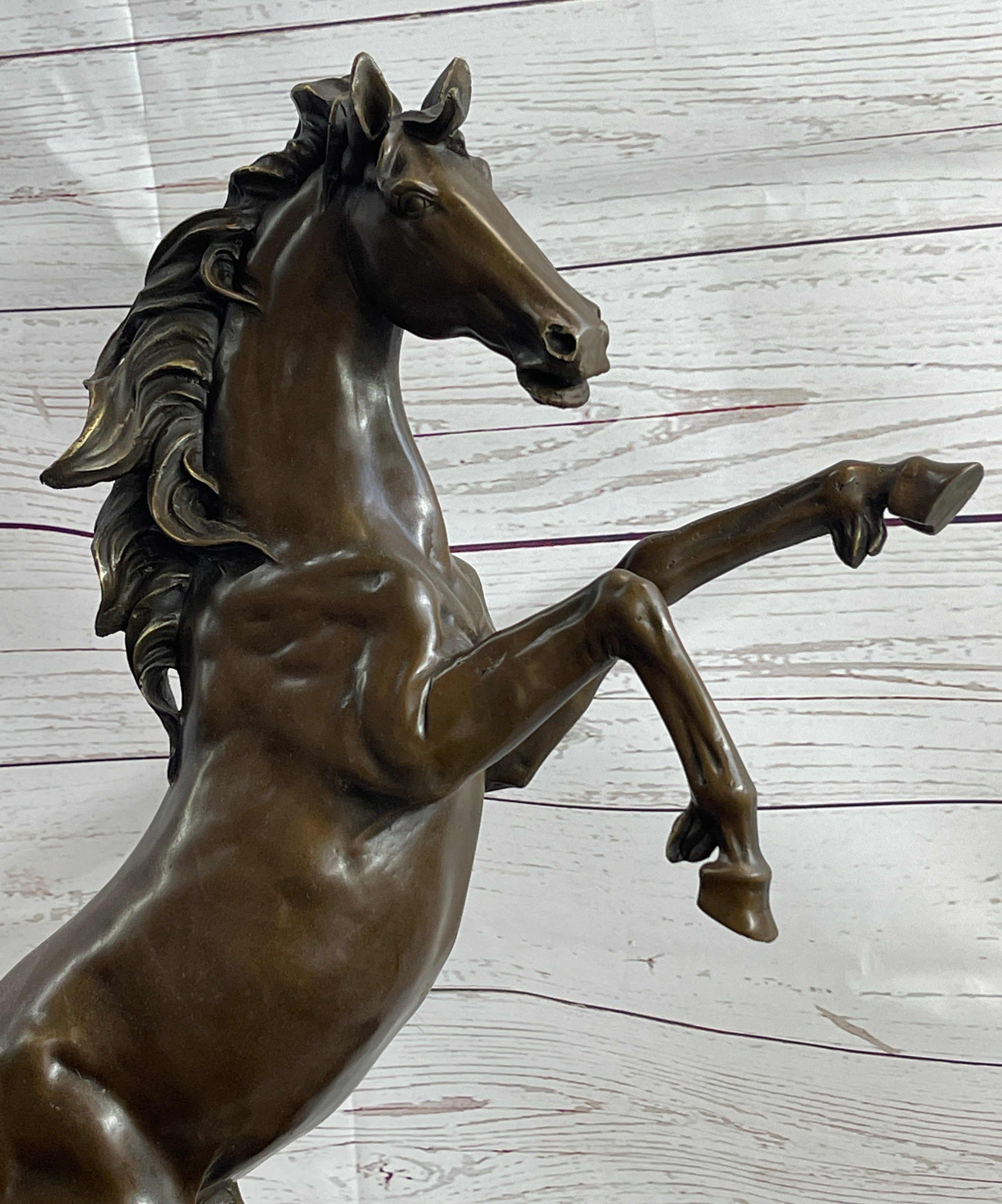 Rearing Wild Stallion Horse Bronze Statue Sculpture Figure Equestrian  Horses Decor Signed Art