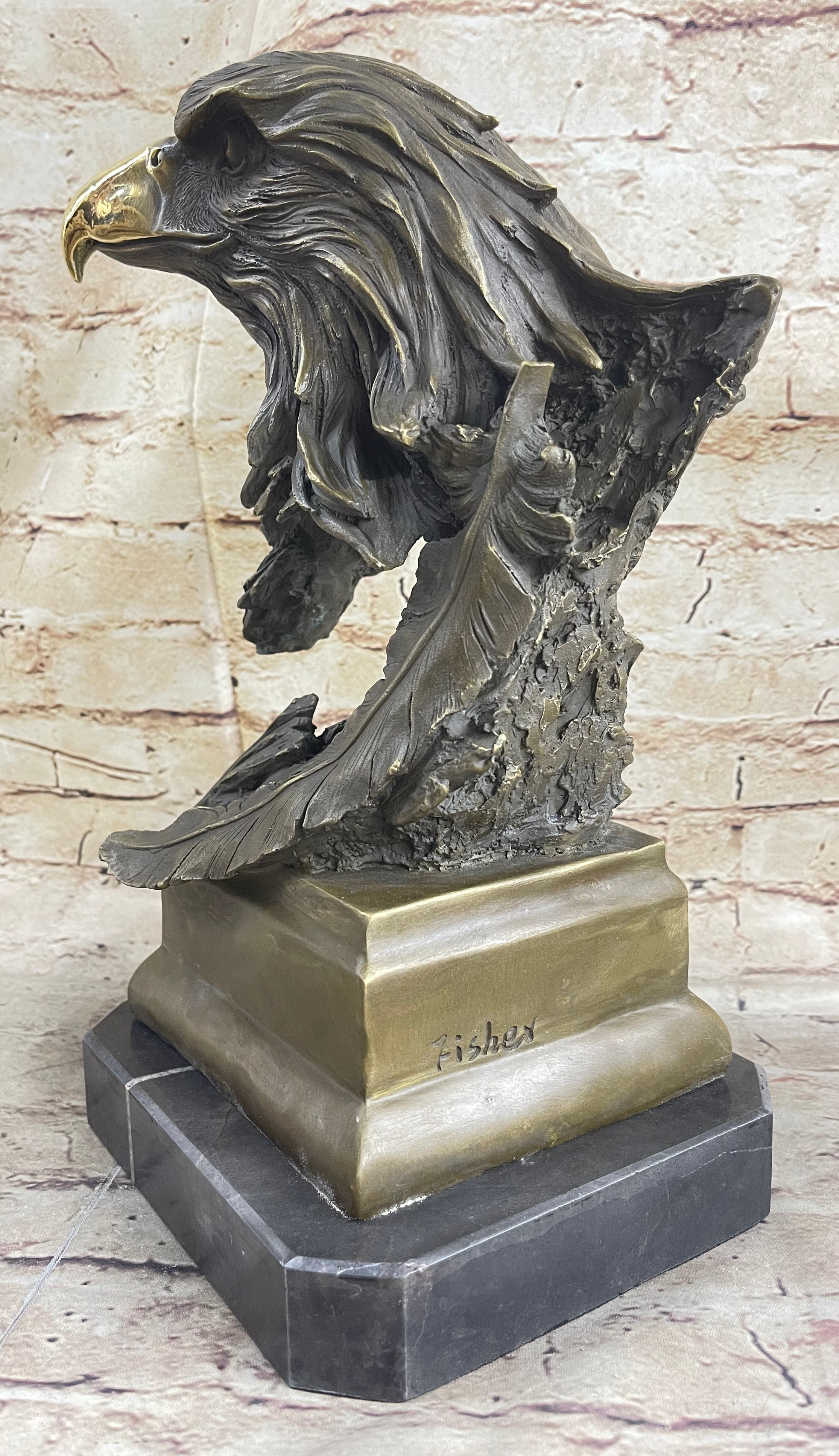 Original Life Size American Bald Eagle Bronze Bust Sculpture Extra ...