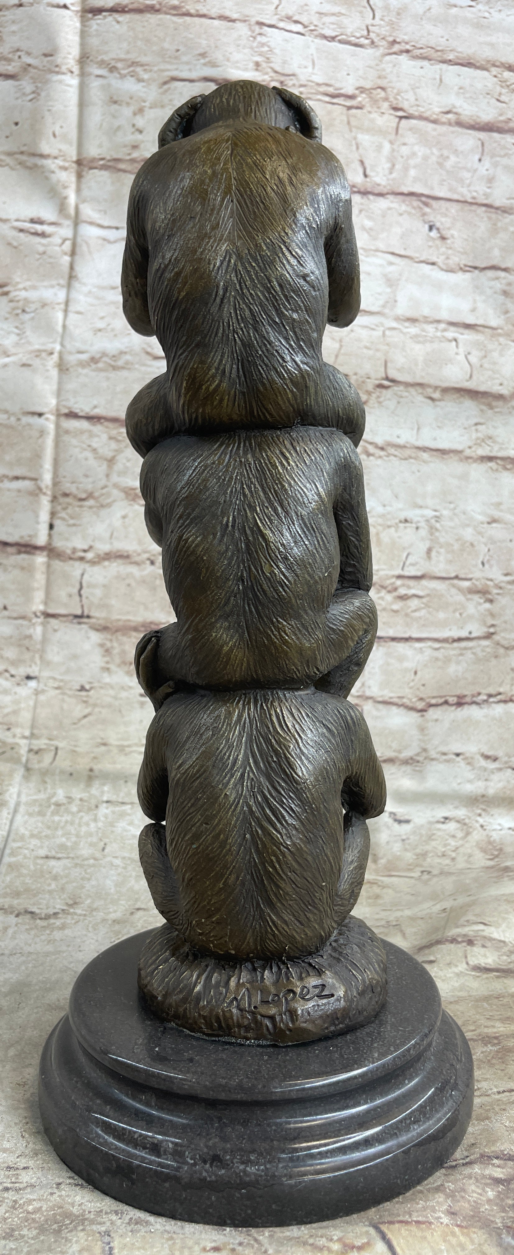 3 Wise Monkeys Bronze Statue Figurine- See Hear Speak No Evil- store Handmade In India