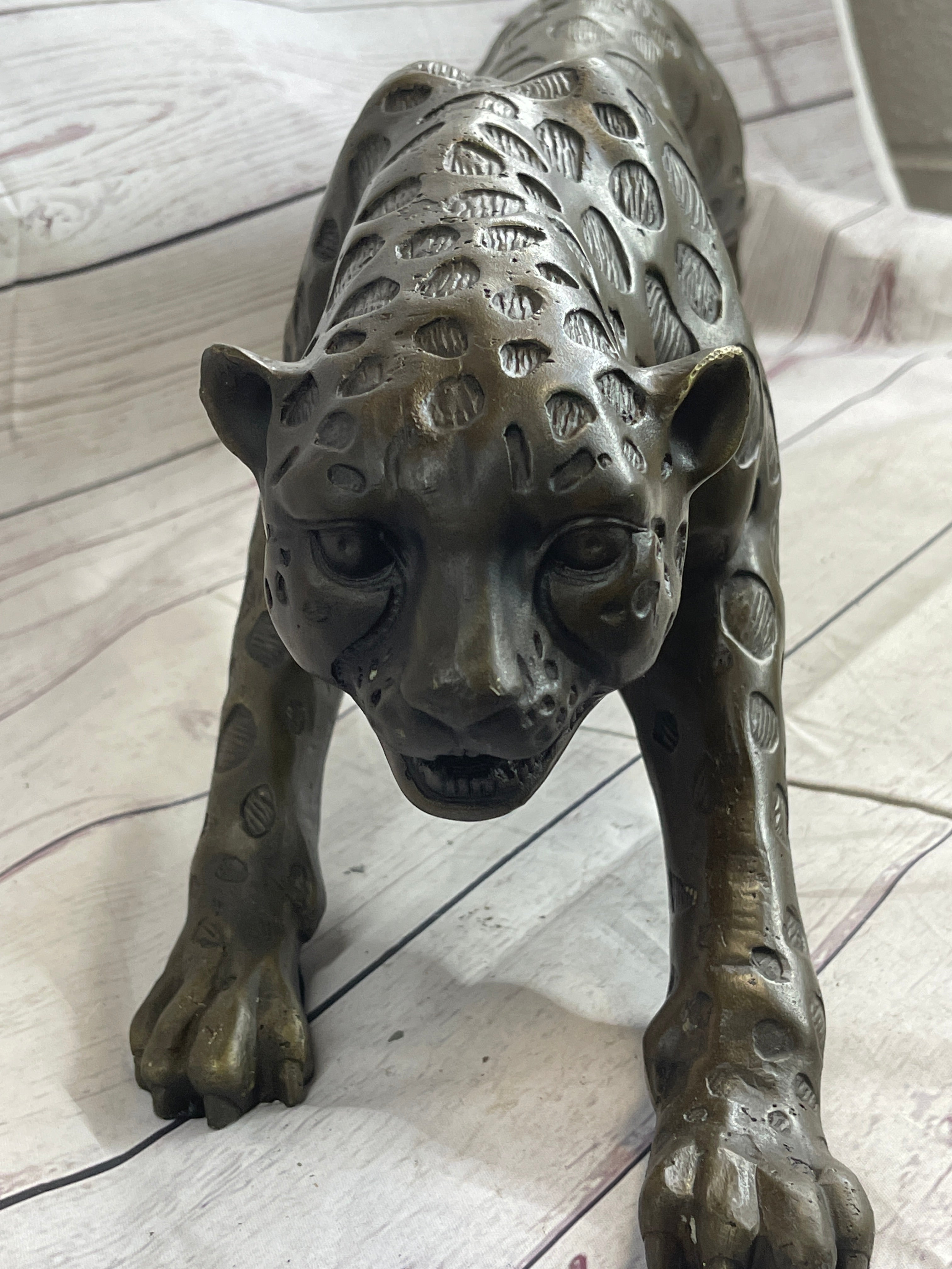 Extra Large Signed Original Miguel Lopez Cheetah Leopard Bronze