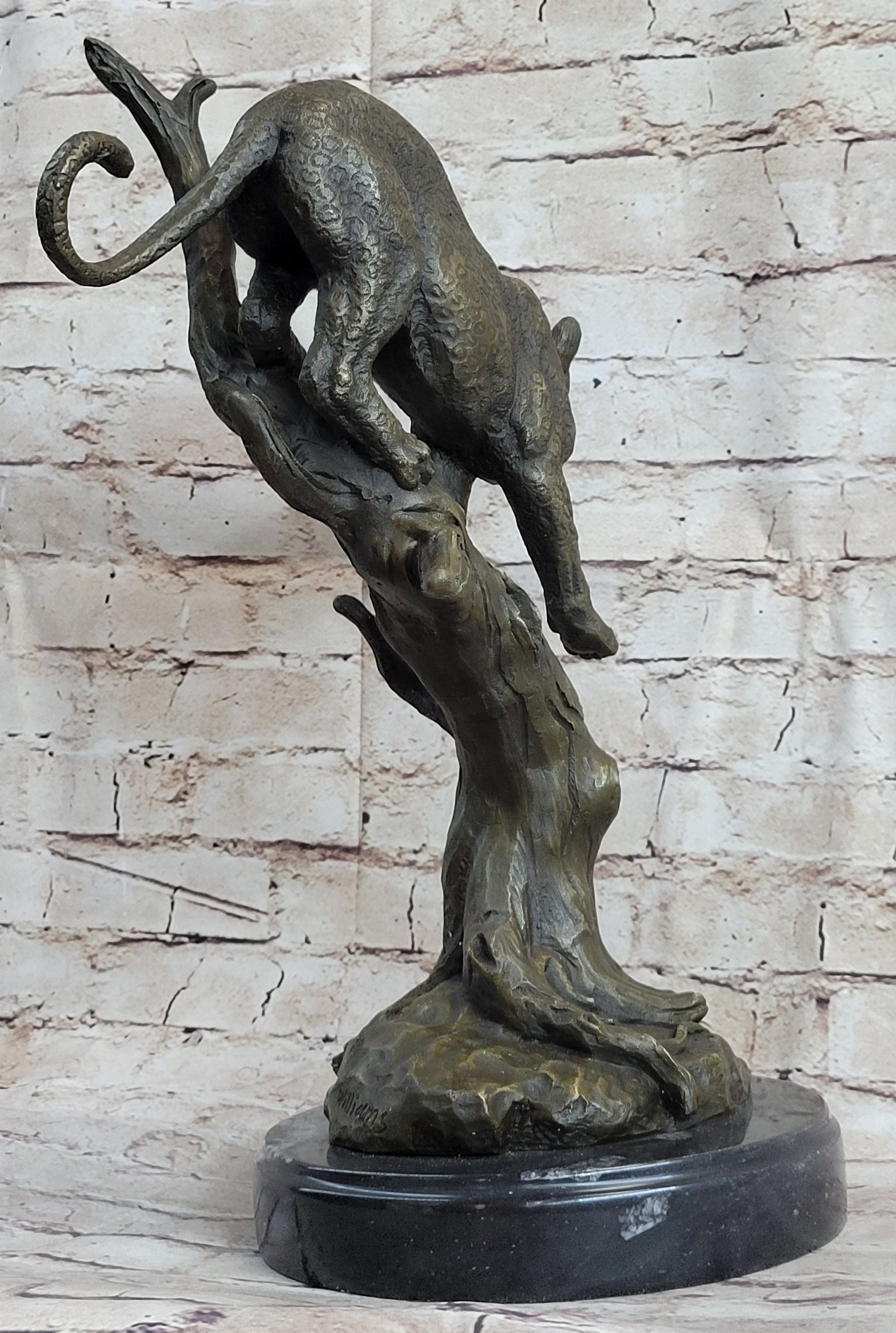 Jaguar Panther Leopard Cougar Mountain Lion Bronze Hot Cast Statue Fig