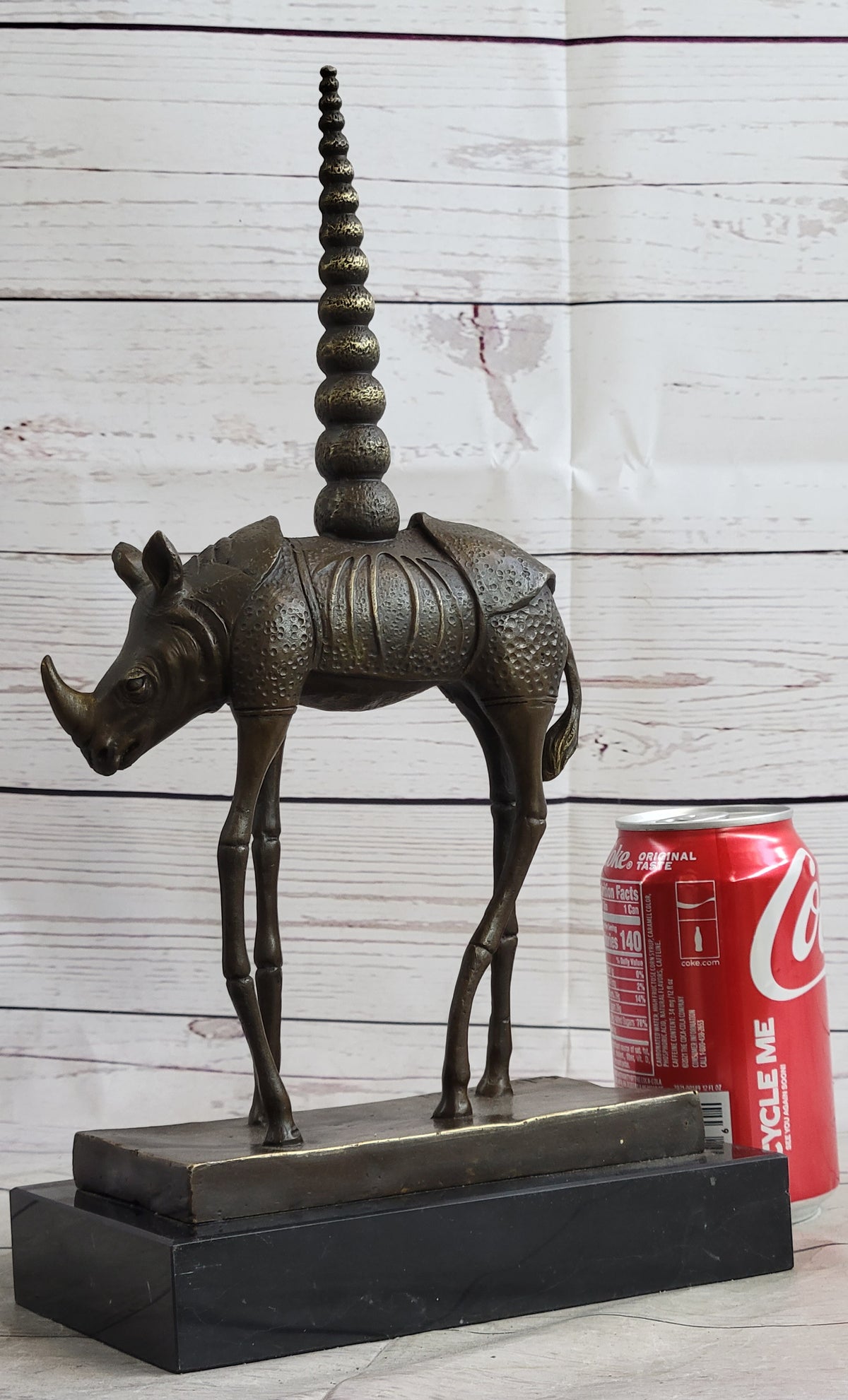 Cosmic Rhinoceros Salvador Dali Cosmic Rhinoceros Surreal Rhino Bronze Sculpture Statue ...